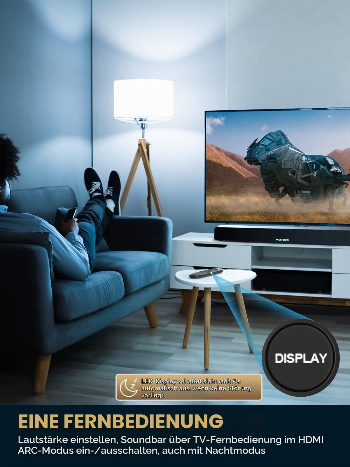MEREDO Soundbar 2.1 Holz für TV Geräte 150W mit integriertem Subwoofer mit ARC Kable, Optisch, AUX, BT 5.0 5 EQ-Modi Lautsprecher Soundsystem für Fernseher für Heimkino-71cm