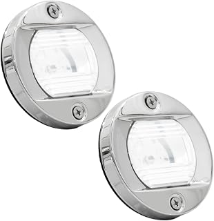 Five Oceans Boat Stern Lights - LED Marine Courtesy Lights, 3-Inch Round Flush Transom Mount, 12V for Pontoon, Fishing & Bass Boats Pack of 2 - FO3906-M2