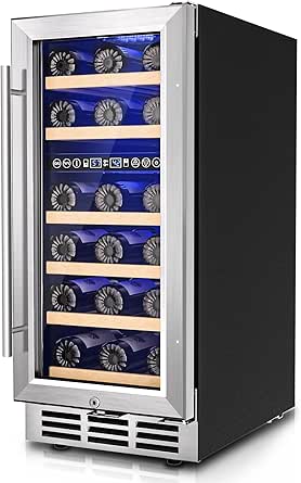 15 Inch Dual Zone Wine Fridge - 30 Bottle Under Counter Wine Cooler with Double-Layer Glass Door, Built-in or Freestanding, 40-65°F