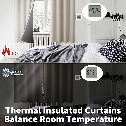 Miniatura 4 de BGment Cortinas 100 % opacas con aislamiento térmico para dormitorio con forro negro, doble capa, oscurecimiento de toda la habitación, cortina con