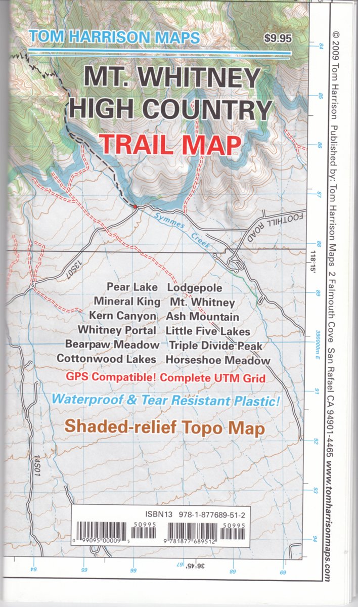 Mt. Whitney High CountryTrail Map (Tom Harrison Maps)