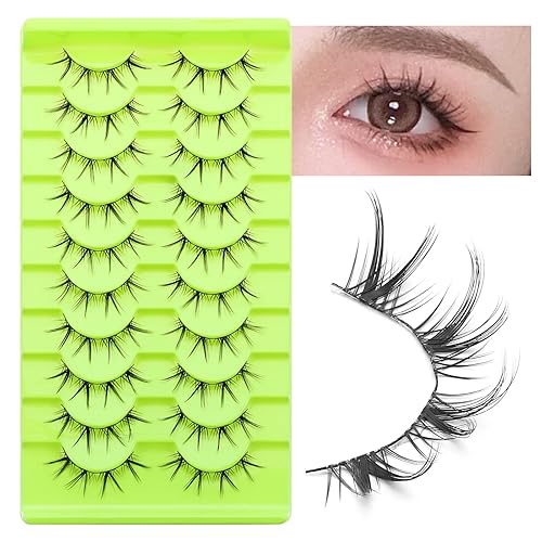 Miniatura 3 de outopen 10 pares de pestañas postizas de aspecto natural, delgadas, esponjosas y naturales (A04, pestañas de manga de 10 a 0.472 in)