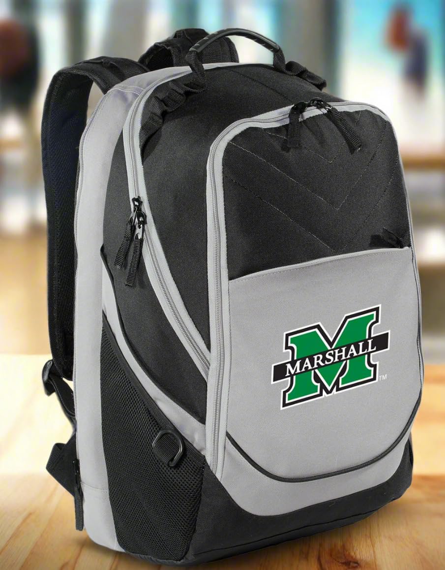Broad Bay Marshall University Backpack Laptop Computer Bag (Black & Gray)