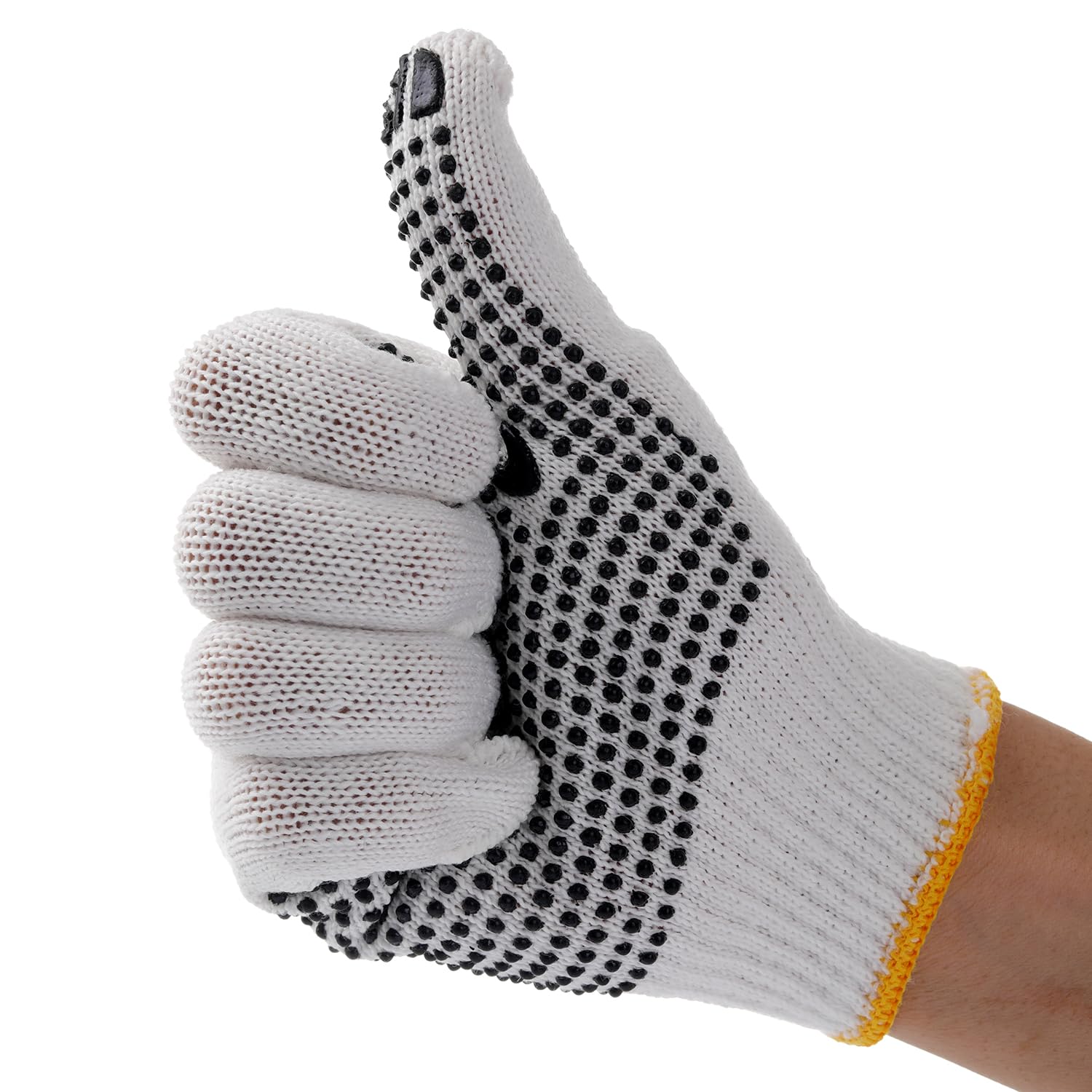 COOHORN Sicherheits-Arbeitshandschuhe, dehnbare Baumwollmischung, Handschuhe für trockene Hände, für Herren und Damen, rutschfeste Punkte, Strickhandschuhe, feucht, atmungsaktiv, für Garage, Lager