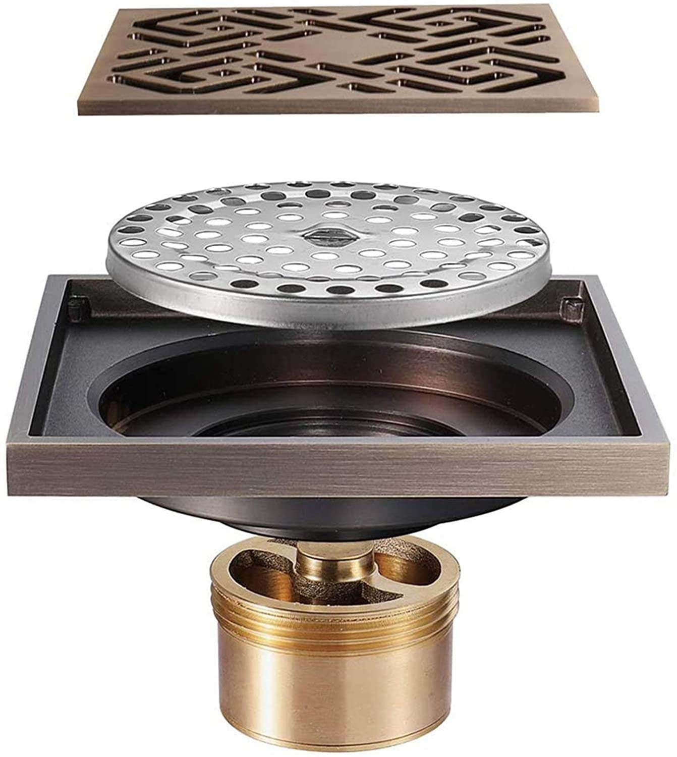 Drain de sol en laiton antique de 4 pouces, bonde de douche haut de gamme anti-odeur
