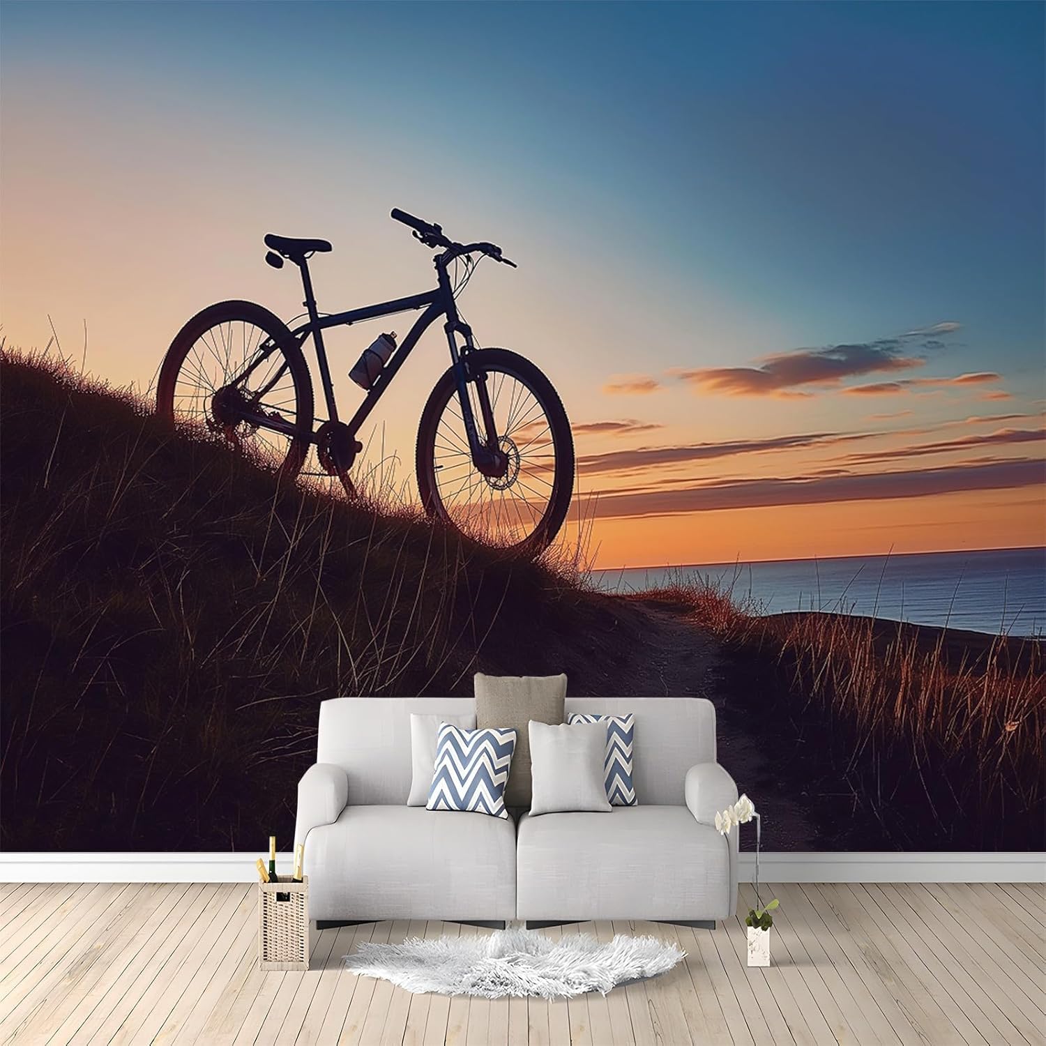 Papier peint panoramique cyclisme 3D pour masquer les imperfections d'un grand mur