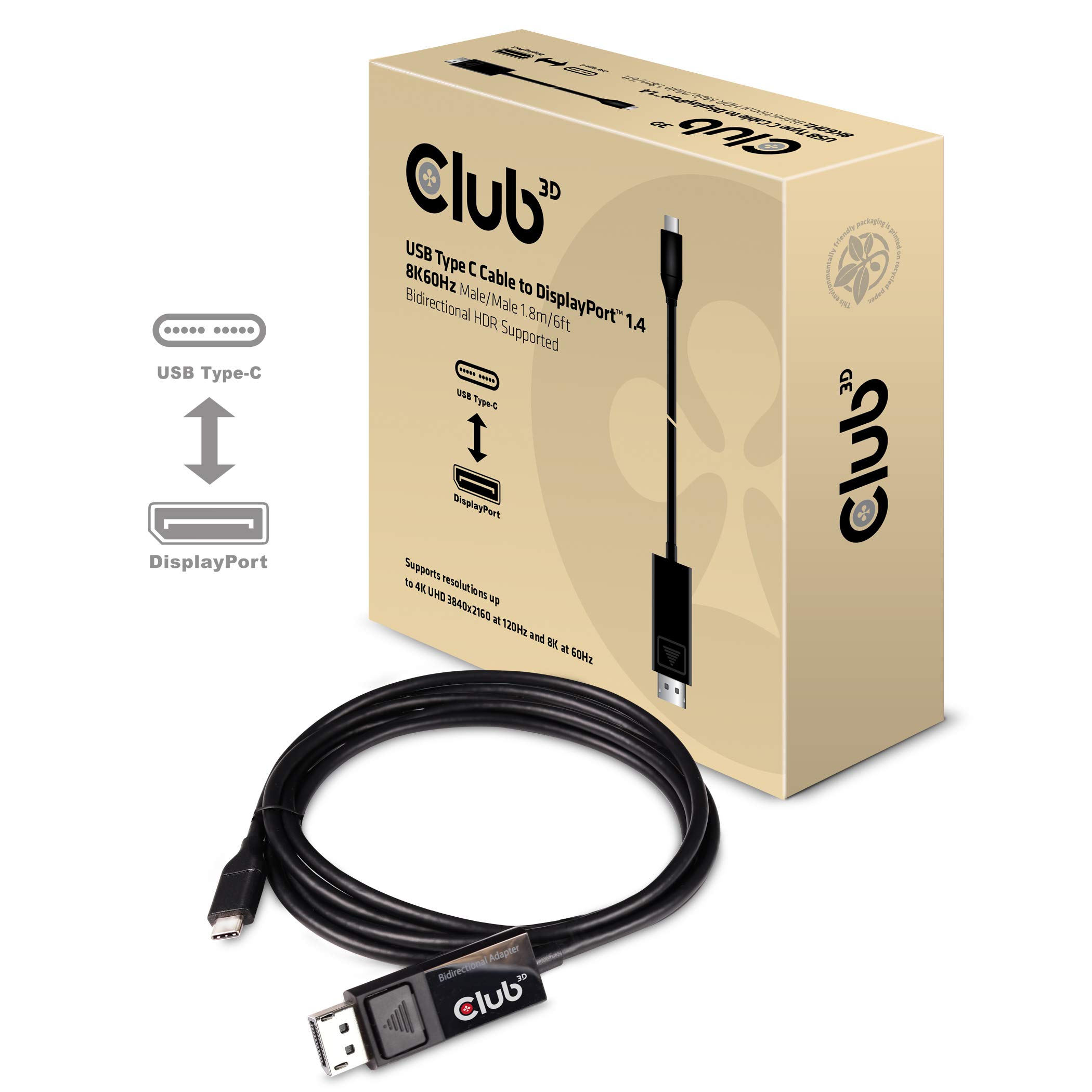CLUB 3D CAC-1557 USB C DISPLAYPORT 1.4 NEGRO