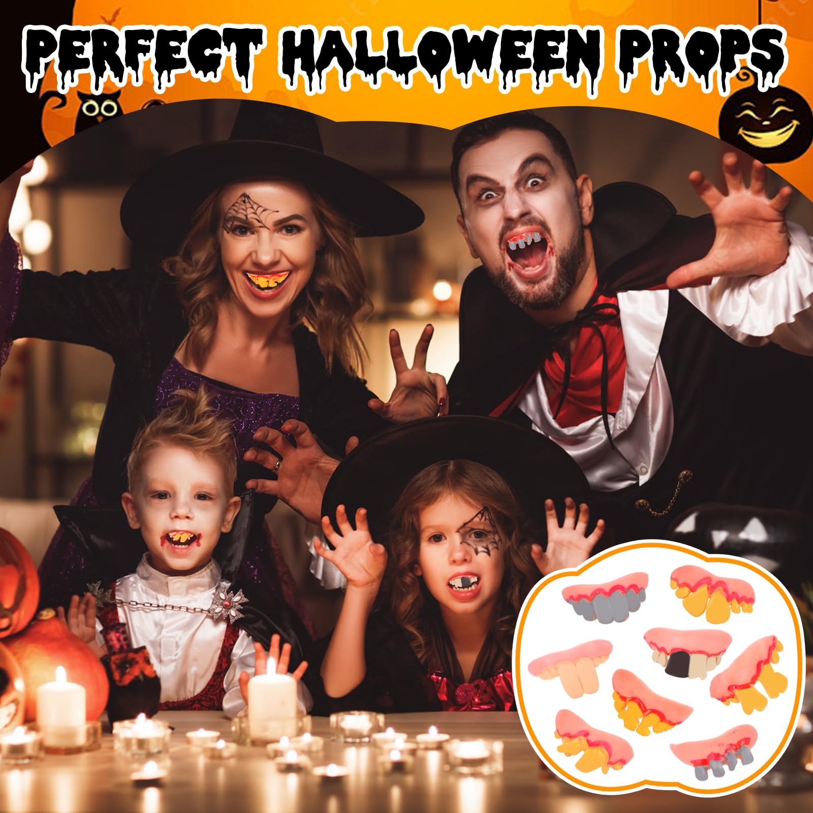 FUIPVGI Scherzzähne 24 Stück - Lustige Fake Zähne Für Halloween & Kostümpartys