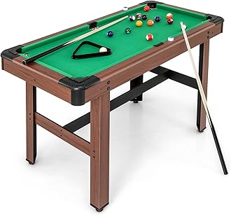 Pool Table, 48 Inch Wooden Billiard Tables with 16 Balls, 2 Cue Sticks, 2 Chalks and Brush, Snooker Table Mini Pool Table for Kids, Family, Party (Green)