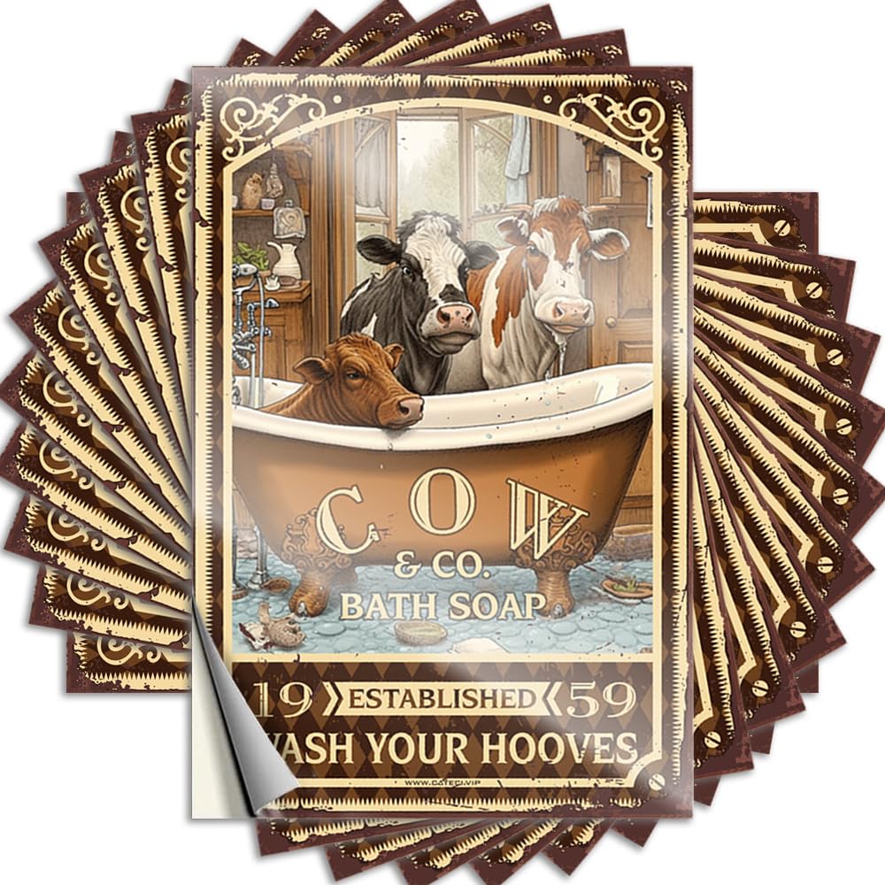 Fall Cover Tattoo | Cow Bath Soap Wash Your Hooves Golden for Surf Decor(6X9CM)