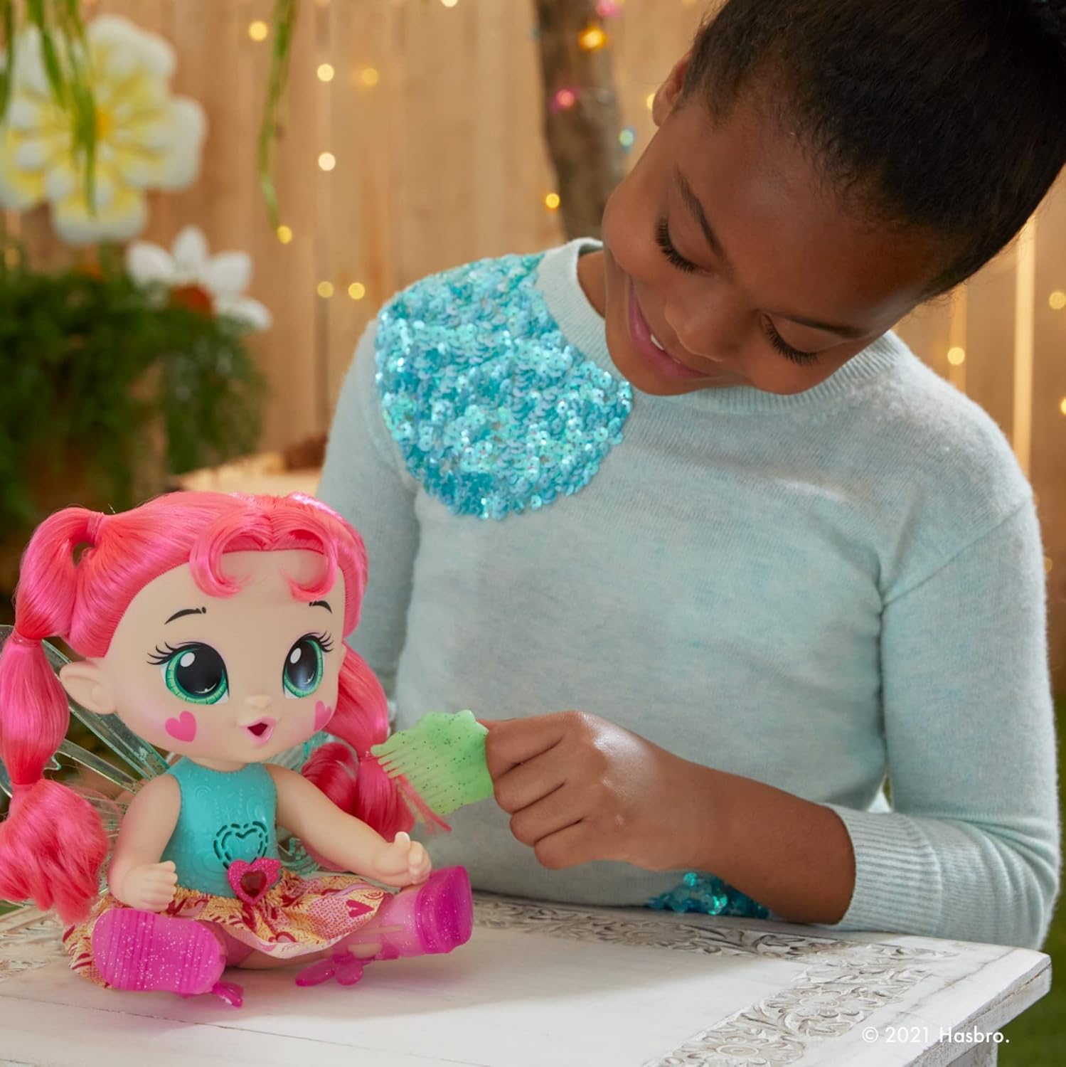 Baby Alive GloPixies Doll, Sammie Shimmer, Glowing Pixie Toy for Kids Ages 3 and Up, Interactive 10.5-inch Doll