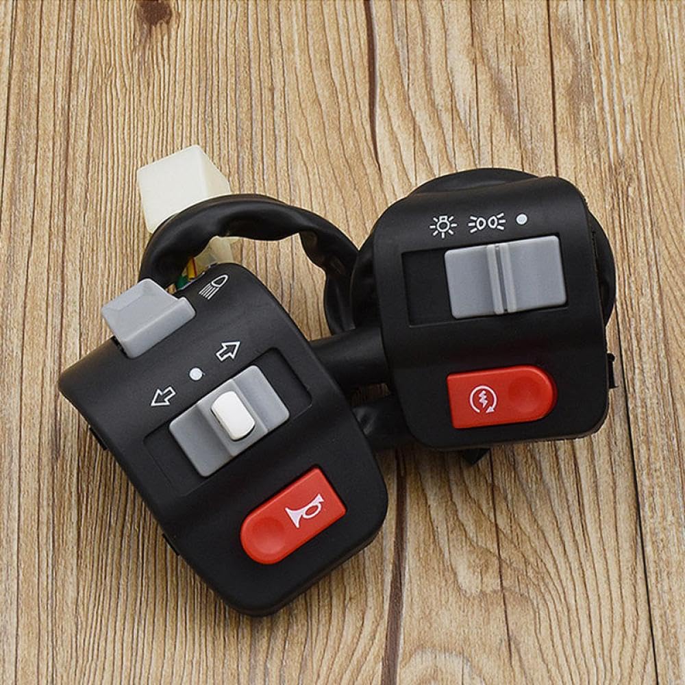 Interruptores de Control de Mano Izquierda y Derecha Compatible con Electric Bikes y – Horn, Turn, Fog Lamp, Función de Inicio (1 Pareja)