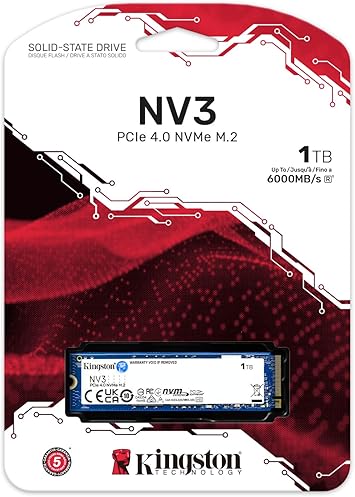 ذاكرة SSD Kingston NV3 1TB PCI-Express 4.0 M.2 6000/4000 Mb/s SNV3S/1000G