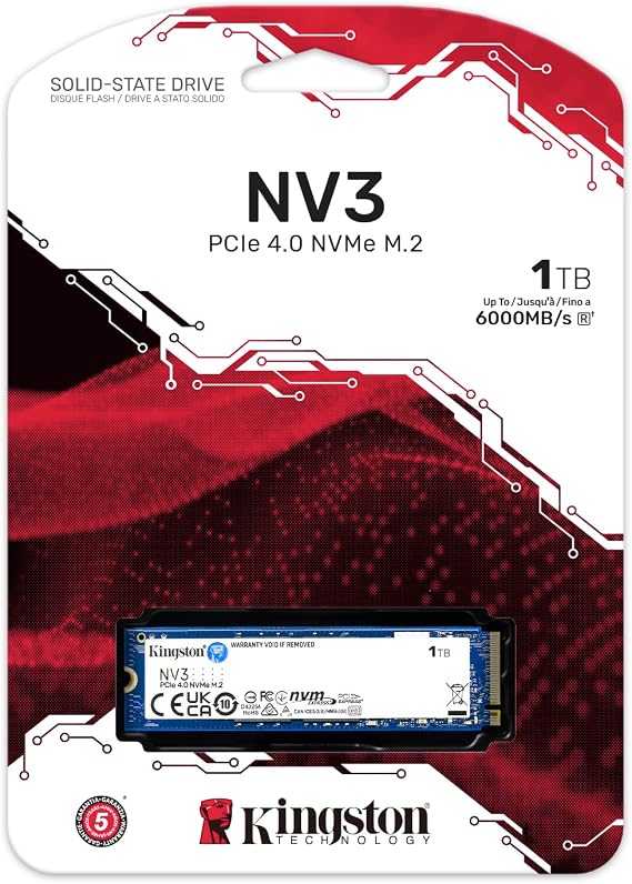 ذاكرة SSD Kingston NV3 1TB PCI-Express 4.0 M.2 6000/4000 Mb/s SNV3S/1000G