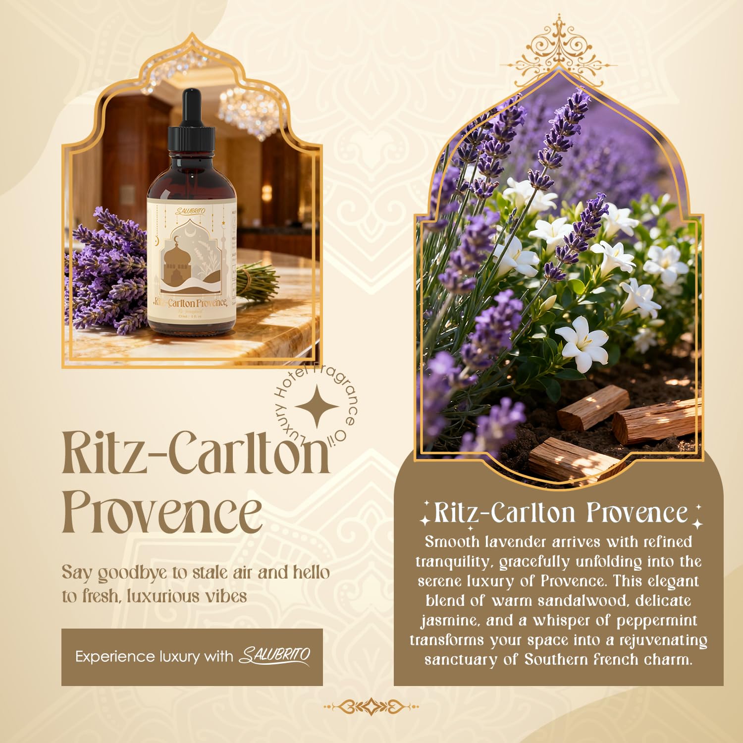 Salubrito Ritz Carlton Olejki eteryczne 120ml, luksusowy hotelowy olejek zapachowy do dyfuzora, 5-gwiazdkowy zapach hotelowy, mieszany z lawendą, jaśminami, drzewem sandałowym, olejki eteryczne do
