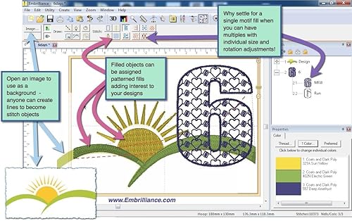 Miniatura 5 de Embrilliance StitchArtist Nivel 1, software de bordado digitalizado para Mac y PC