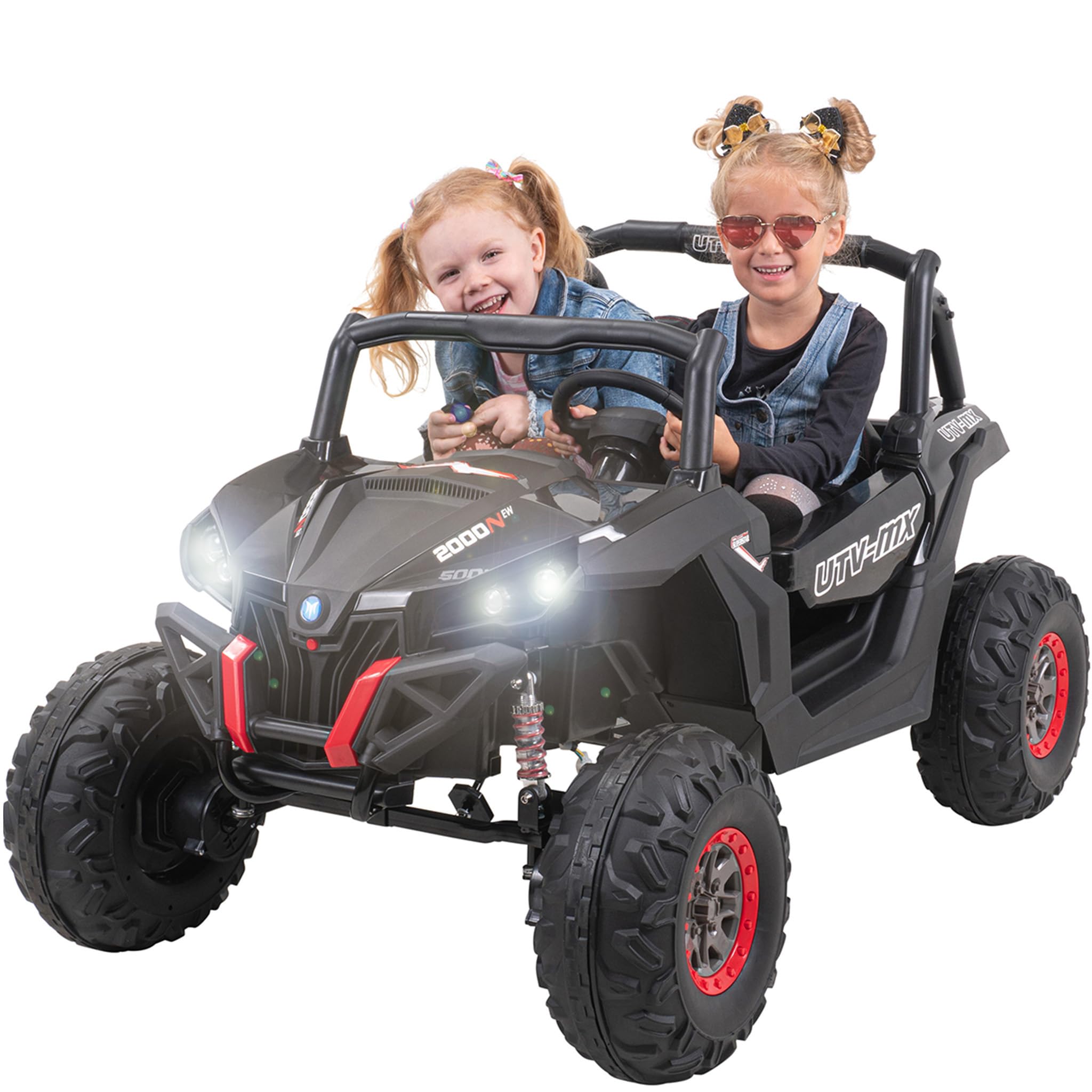 Kinderelektroauto UTV Buggy mit 4x4 Allradantrieb und Fernbedienung – Schwarz