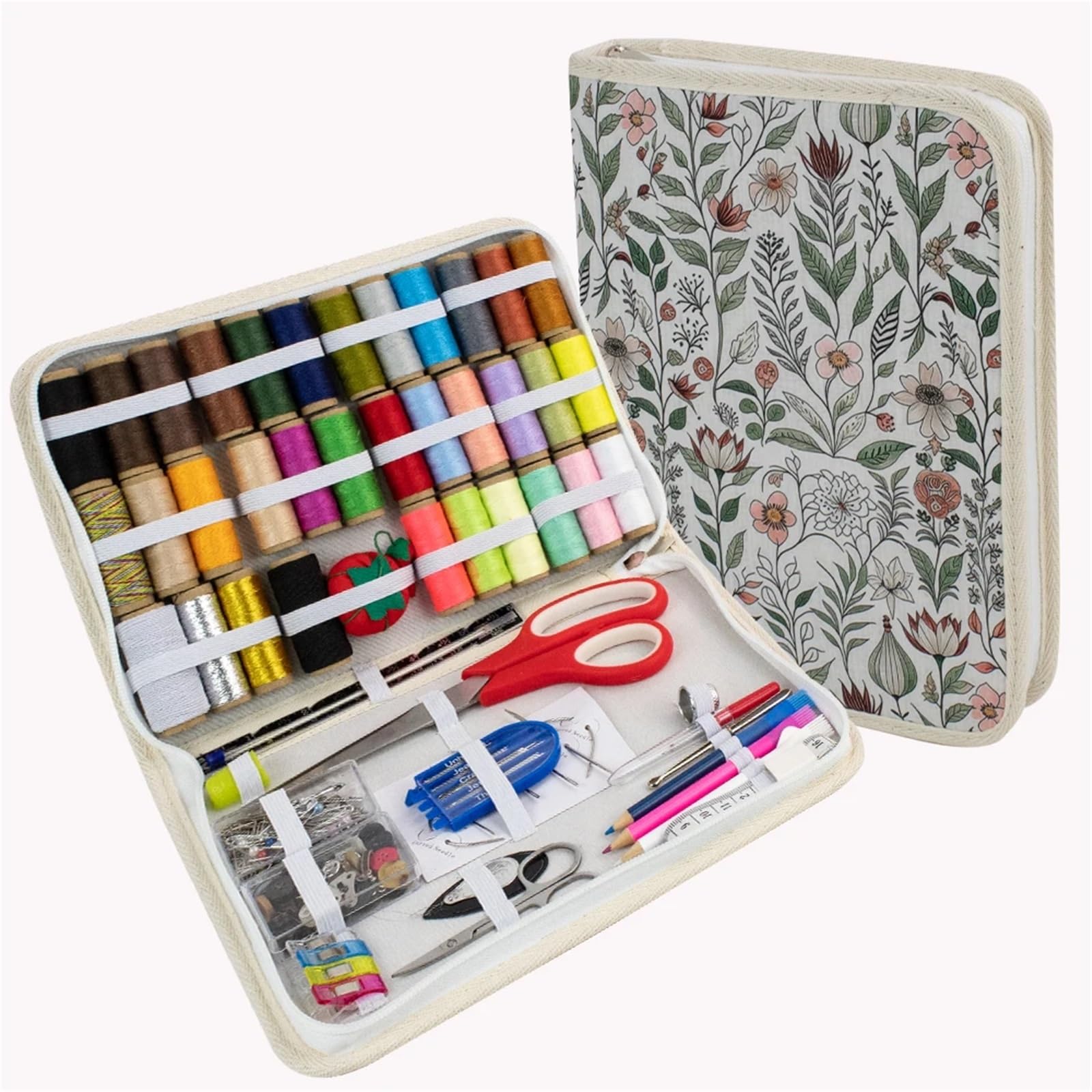 Kit da cucito da viaggio, 1 set di attrezzi da cucito multifunzione e accessori, kit completo da cucito per trapuntatura, cucito, ricamo, scatola da cucito per principianti e professionisti
