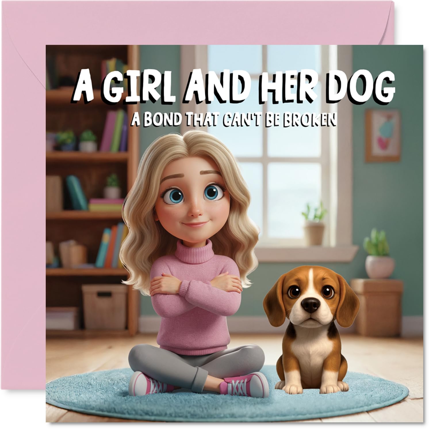 Beagle Birthday Card for Women - A Girl and Her Dog - Happy Birthday Card for Girls, 145mm Female Greeting Cards