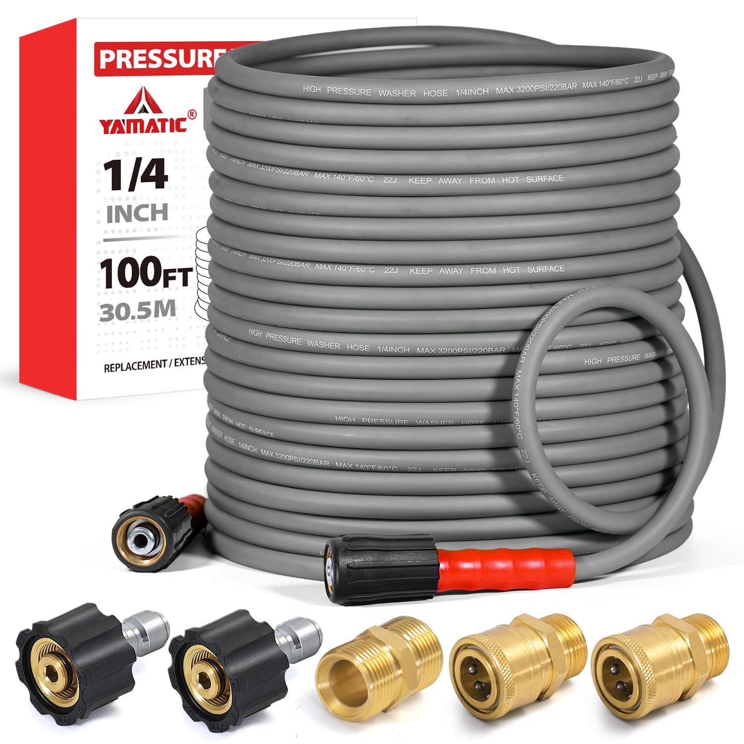 Amazon.com: YAMATIC Flexible Pressure Washer Hose 100 FT 1/4