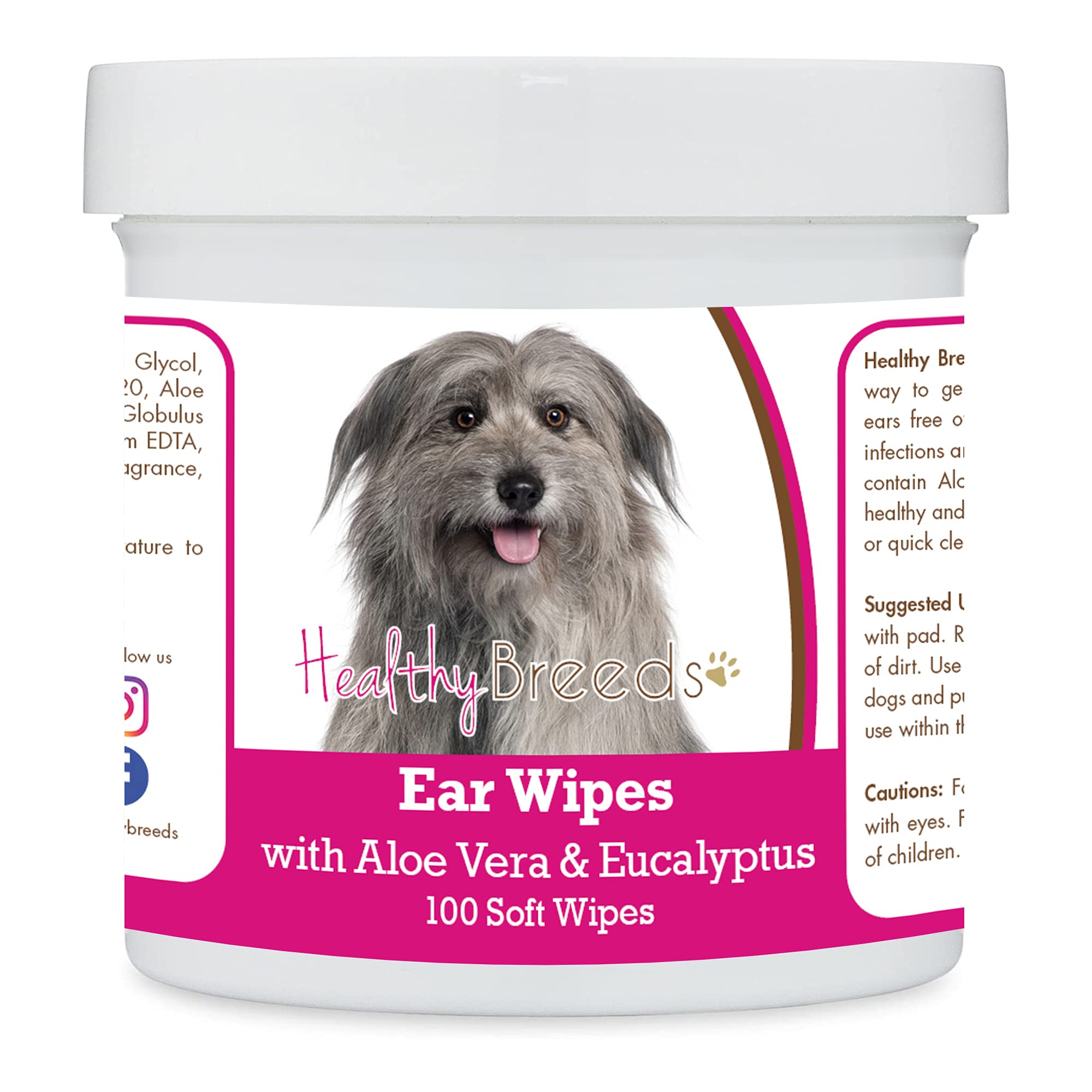 Healthy Breeds Pyrenean Shepherd Ear Cleaning Wipes with Aloe &amp; Eucalyptus for Dogs 100 Count