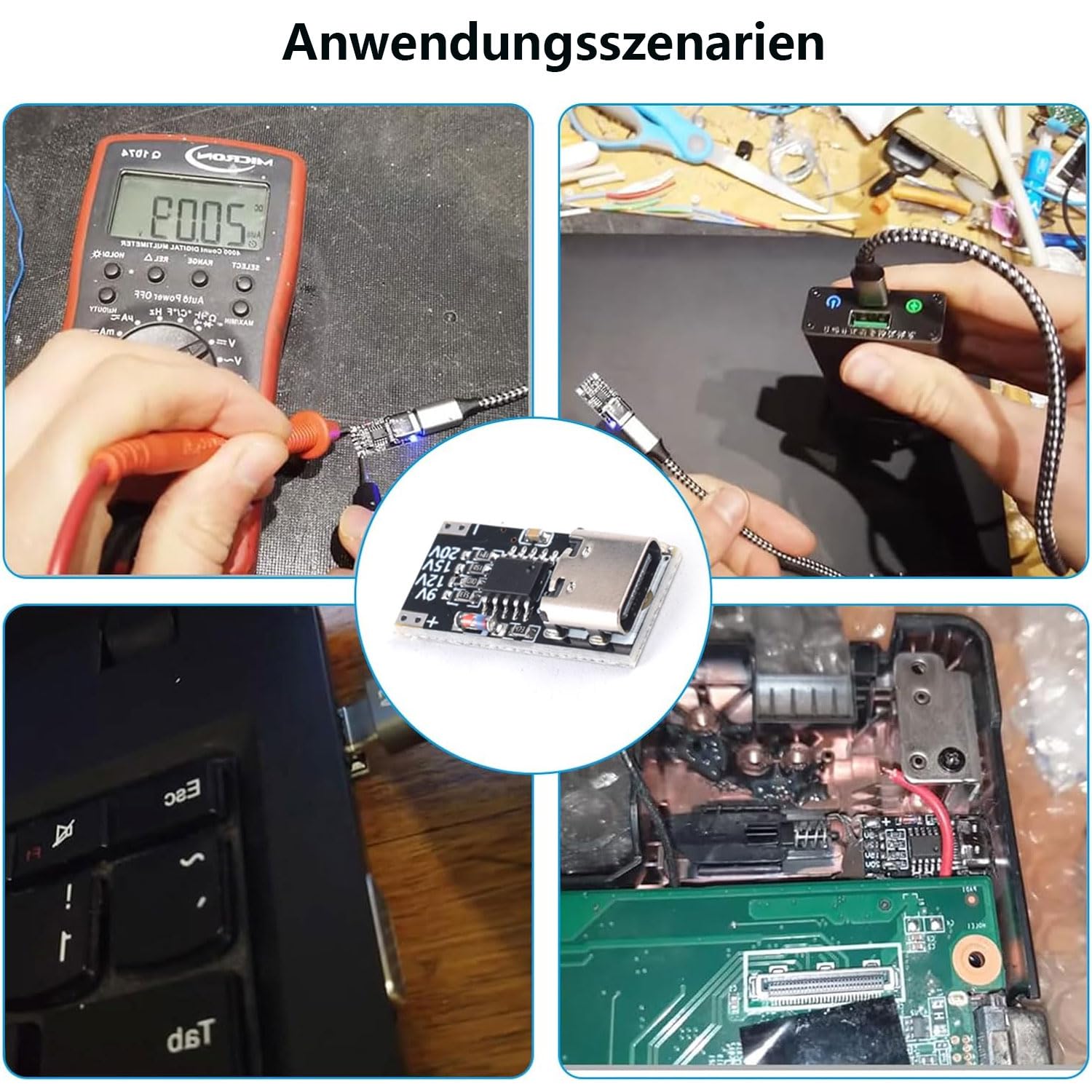 6 modułów PD/QC/AFC Quick Charge Decoy Trigger, typ C PD 2.0/3.0 9-20 V Fast Charge QueryDetector, moduł szybkiego ładowania typu C, interfejs PD3.0/PPS/QC