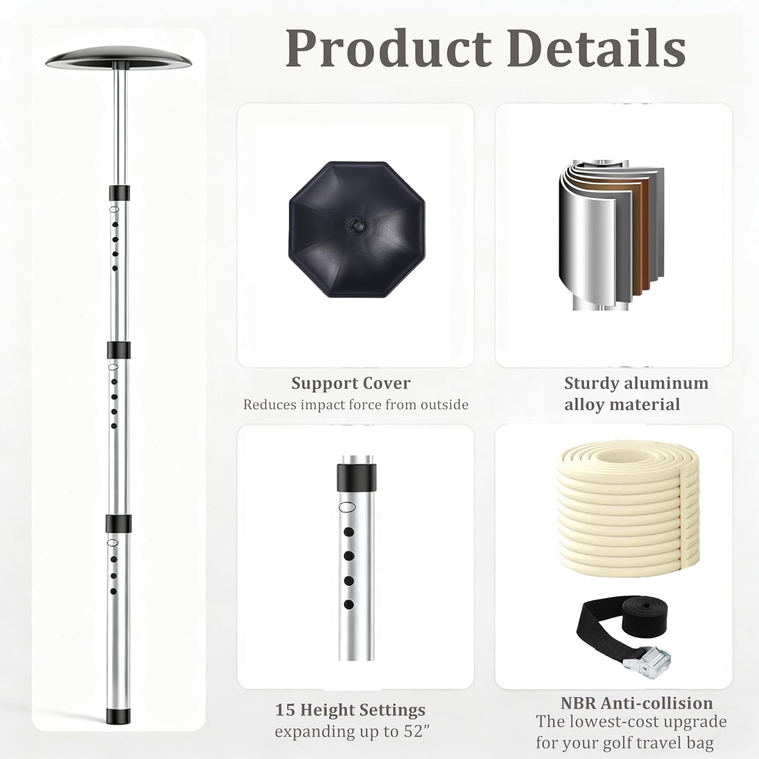 WIGERLON Golf Club Travel Protector System For Soft Bag,Golf Travel Bag Support Pole and Rod