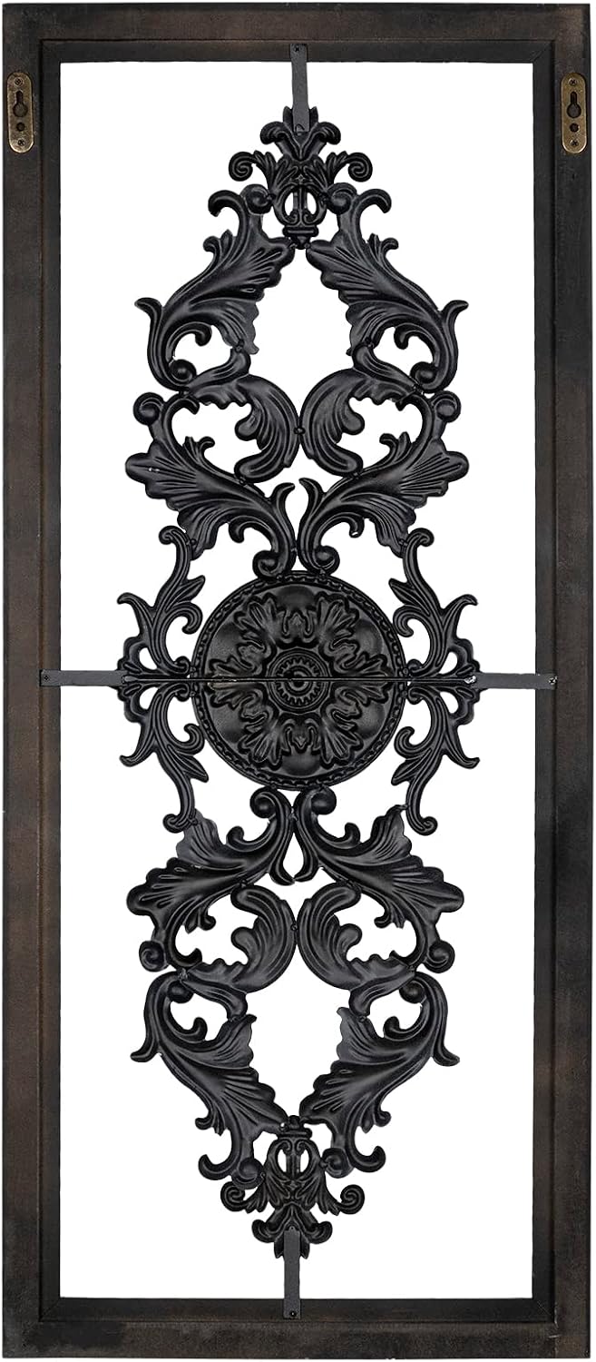Stratton Home Decor Grey Scroll Panel Wall Decor, 36.00 W X 0.63 D X 16.00 H