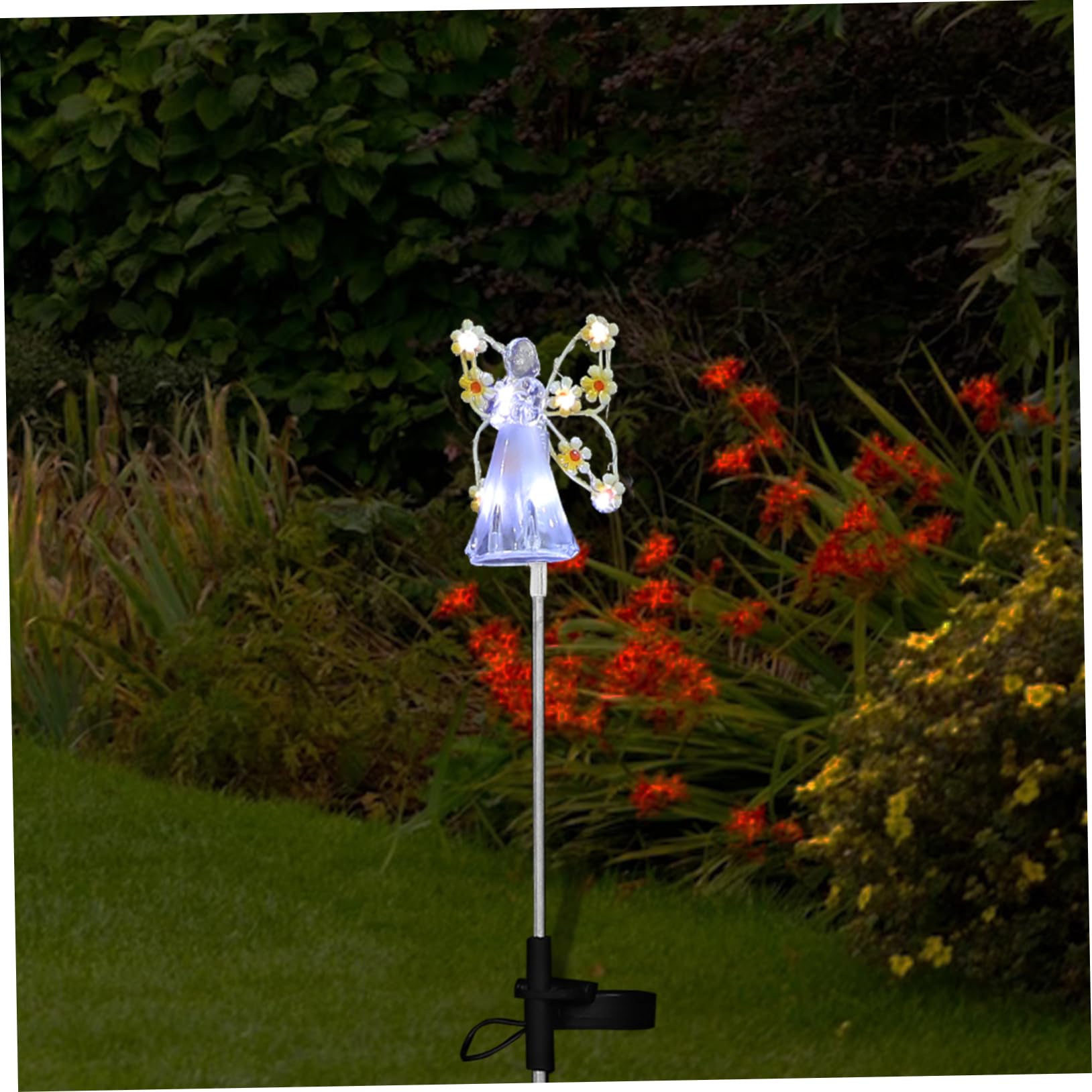 KONTONTY Solar Light Luminous Angel Stick for Outdoor Garden Decor Durable Solar Angel Lawn Light Compact Automatic Day Night Function for Courtyards and Yards