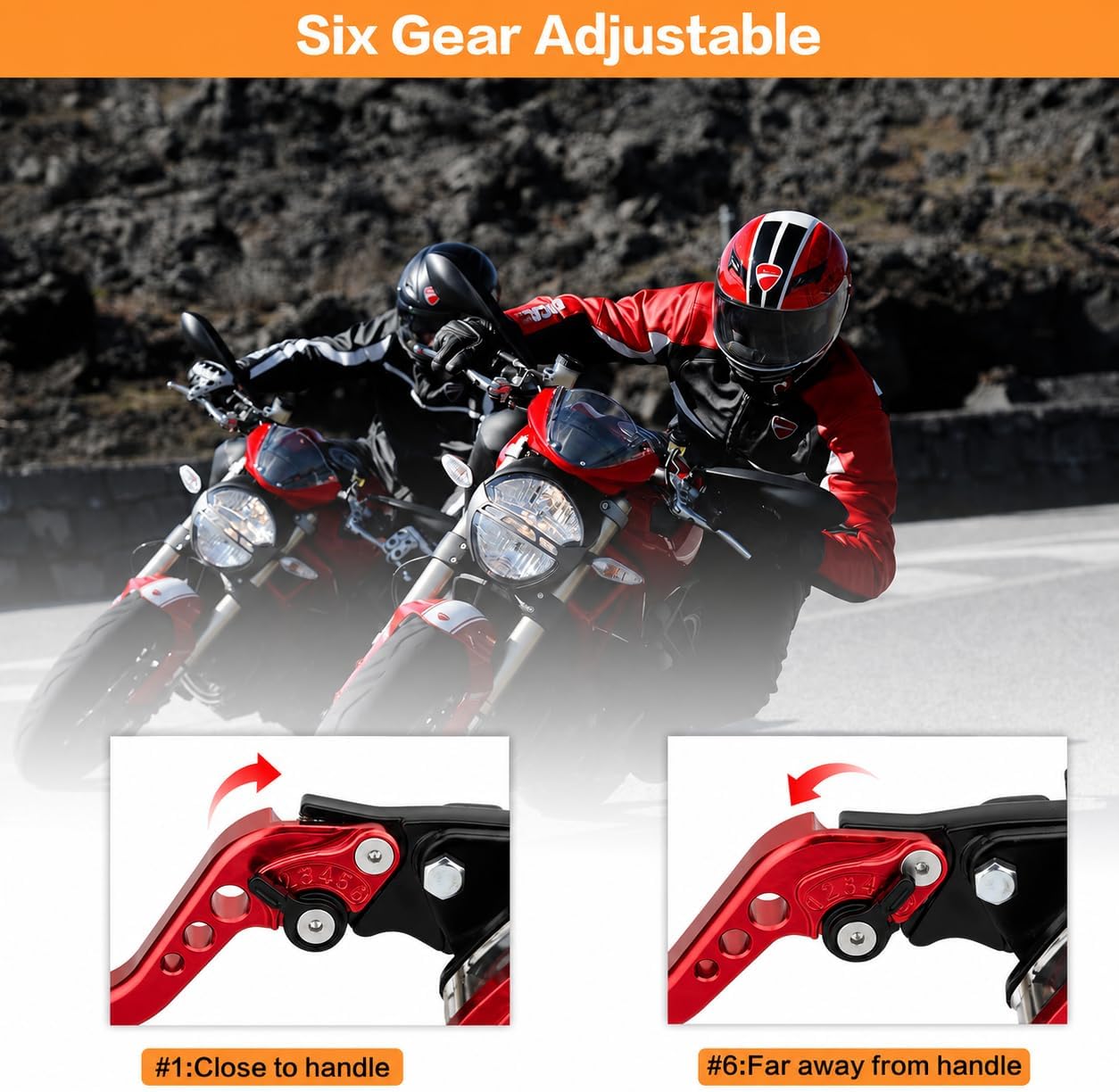 Motorcycle Brake Clutch Pump Lever 7/8" 22mm Dual Hydraulic Master Cylinder Reservoir CNC Left & Right Set Universal Replacement for Harley Honda Kawasaki Suzuki Yamaha (Red)