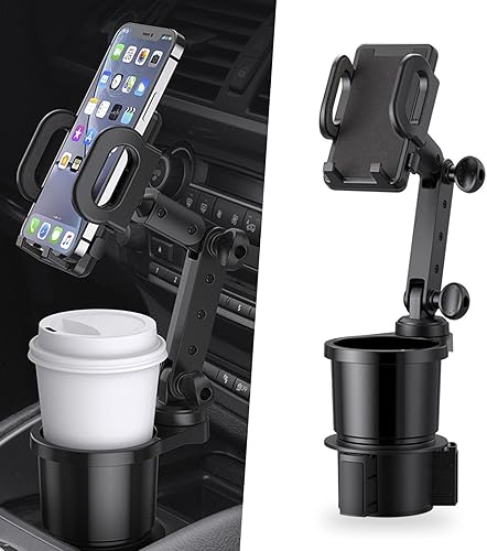1 soporte para taza de agua 2 en 1 para automóvil, soporte para teléfono móvil, limitador de taza de agua giratorio portátil multifuncional, soporte