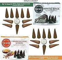 Vista 82 de TRUMIRI Incense Cones - Combo Pack of 20 Cone Incense - 10 Nag Champa + 10 Palo Santo - Insence Cones - Incense Cones Scented - Cone Incense Scents