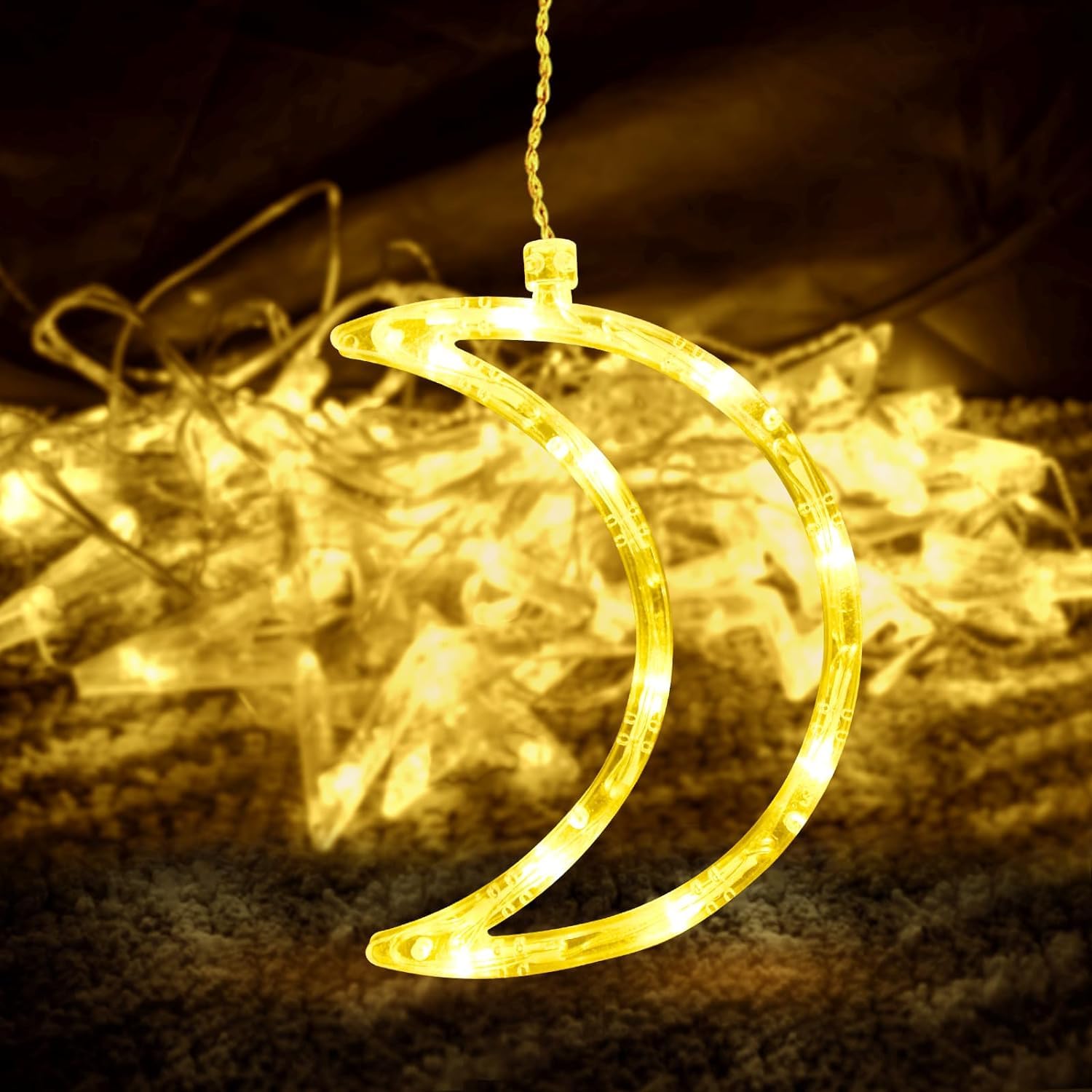 LED Tenda Luminosa, Catena Luminosa, Luci Cascata, Luci Per Tende, 216 LEDs 5M Natale Luci Stringa Bianco Caldo 8