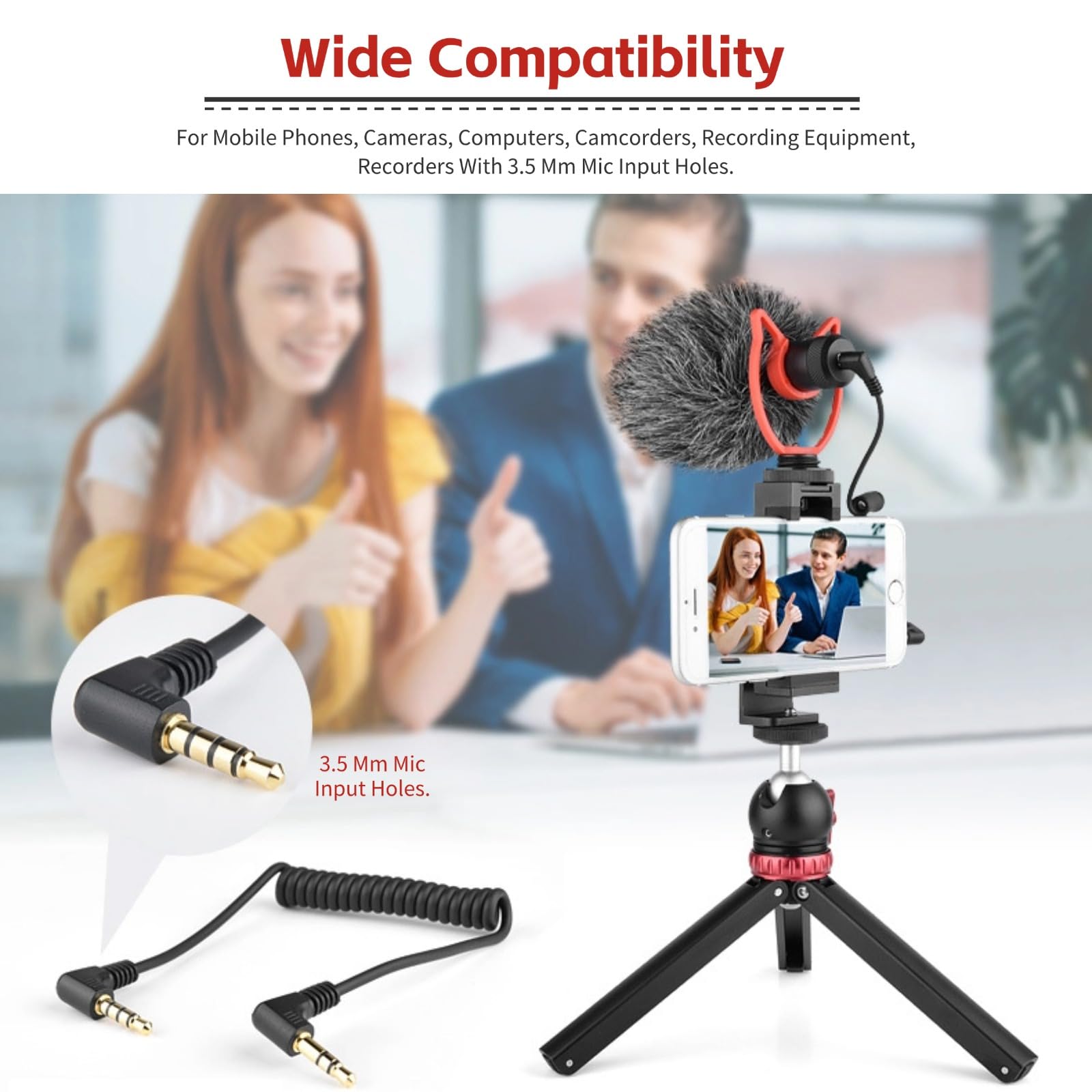 MIC10 - Mini microfono video a fucile per fotocamera, microfono universale da 3,5 mm per fotocamere DSLR, smartphone e computer, riduzione del rumore, microfono a condensatore ad alta sensibilità con