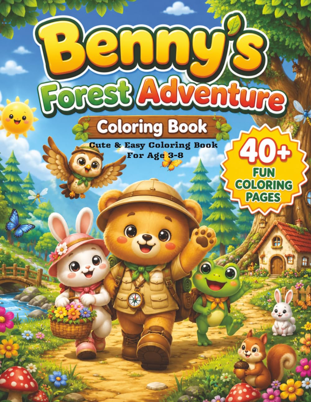 Benny's Forest Adventure Coloring Book: Cute & Easy Coloring Book for Kids Ages 3–6, 40 Fun Coloring Pages