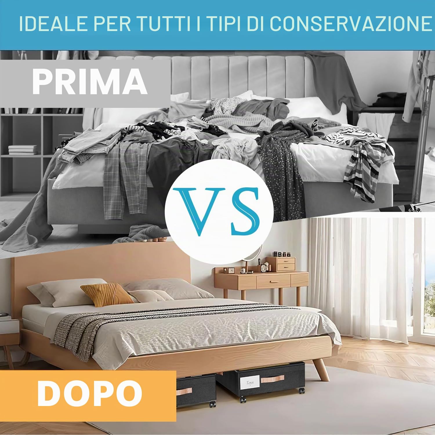 2 Pezzi Contenitori Sottoletto,Contenitore Sottoletto con Ruote,Cassetti Sotto Letto con Telaio in Metallo e Rotelle con Ratazione a 360° (nero)
