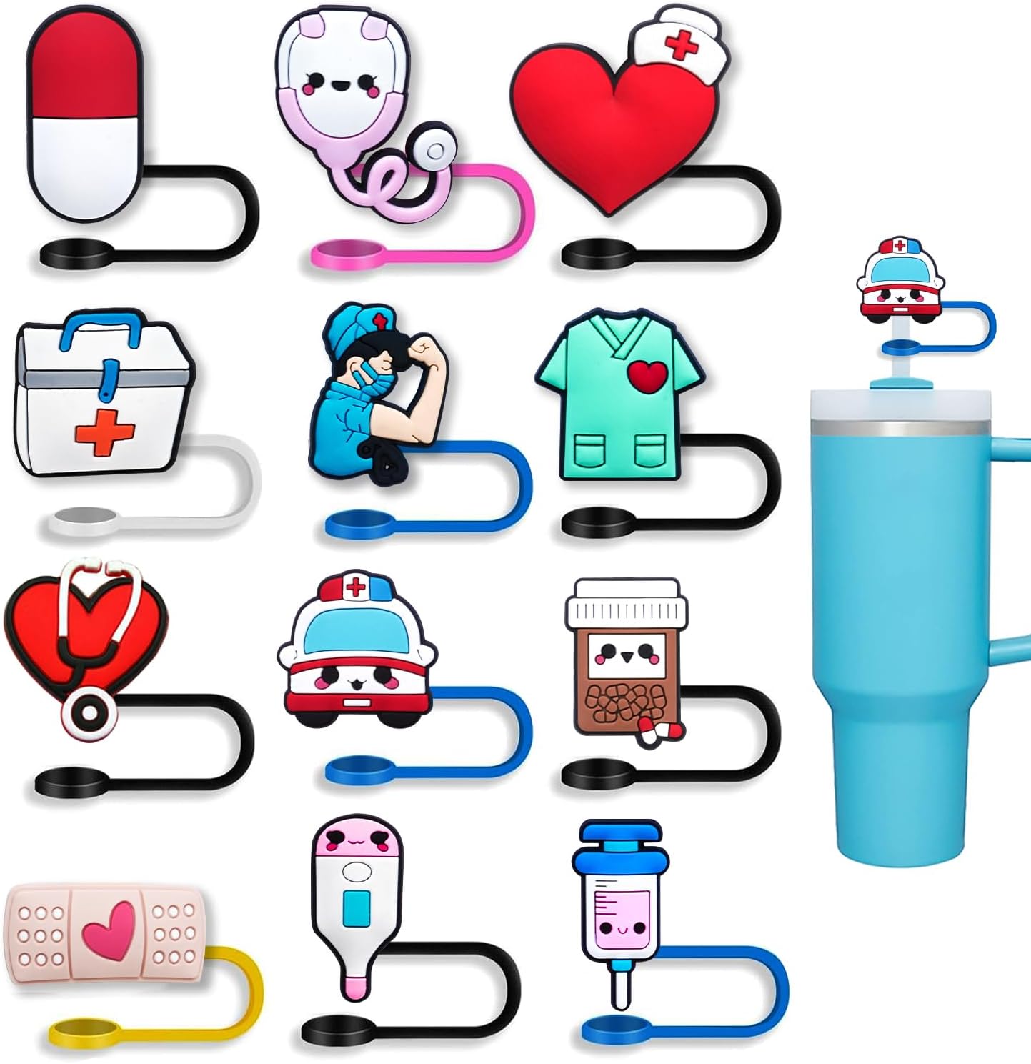 Nursing Straw Covers Cap 12 Pcs for Stanley Cup 30&40 Oz