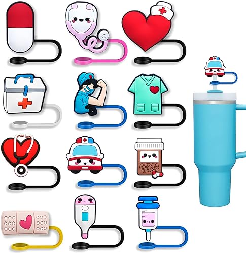 Tapas de popote de lactancia, 12 unidades para taza Stanley de 30 y 40 onzas, vaso, botella de agua, popote de silicona para popotes reutilizables