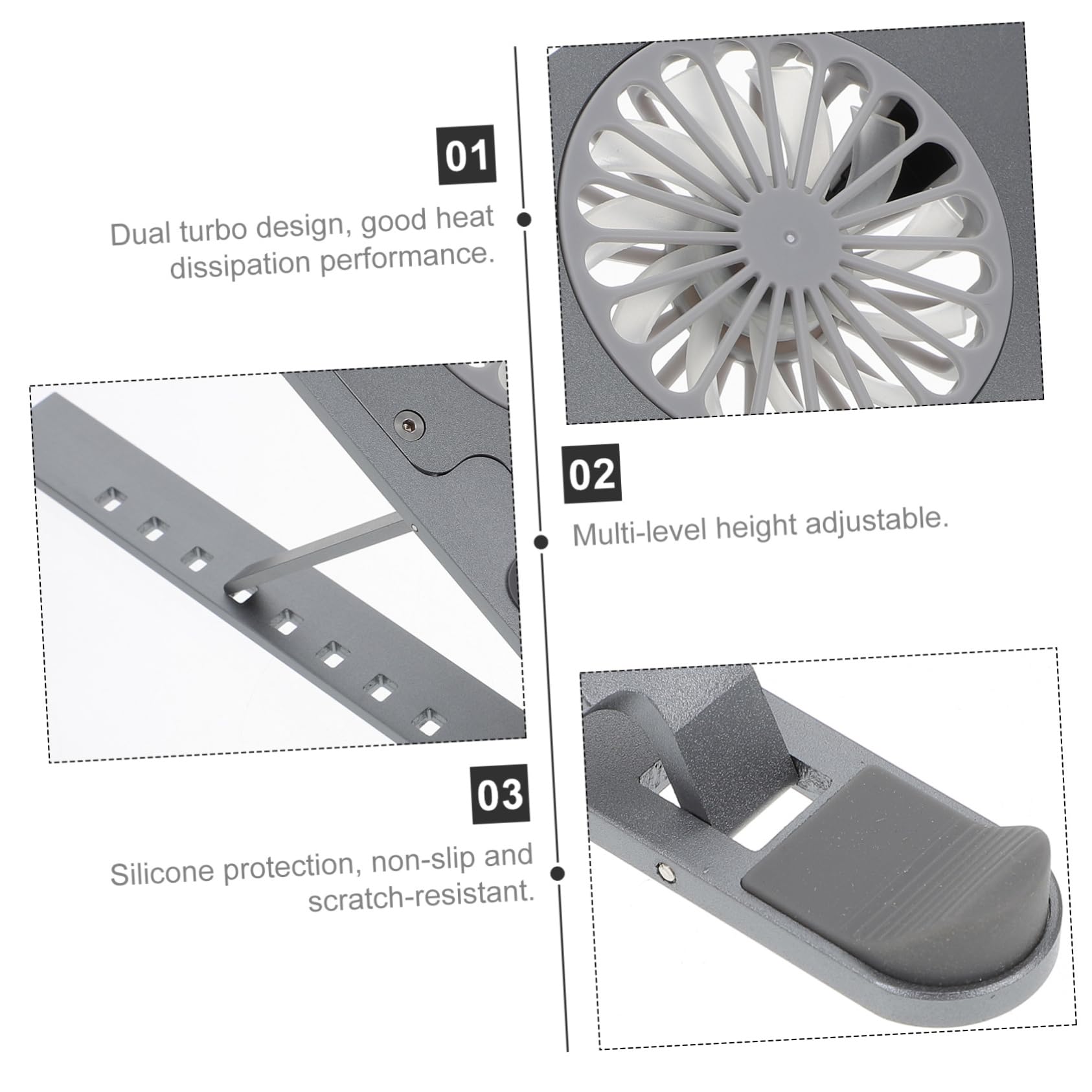 Homoyoyo Supporto Raffreddamento Notebook Supporto Portatile Regolabile in Lega di Alluminio Doppia Dissipazione e Ventilazione Interna ed Esterna per Laptop