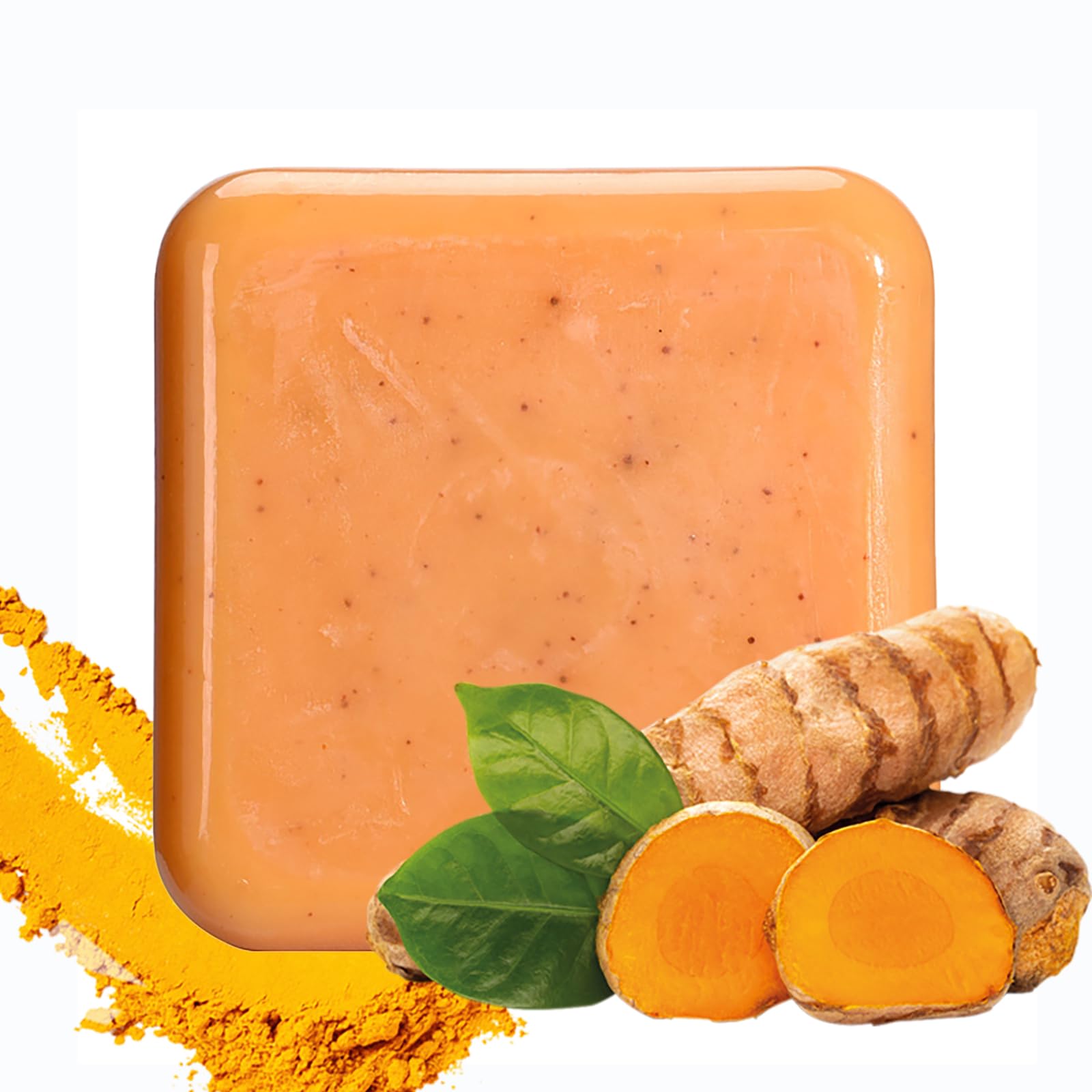 2Pcs Turmeric Soap Bar for Face & Body, Exfoliating & Nourishing Skincare Natural Bar, Handmade Gentle Scrub Soap, Refines Skin, for Glowing Skin, Reduces Acne, Deep Cleanses