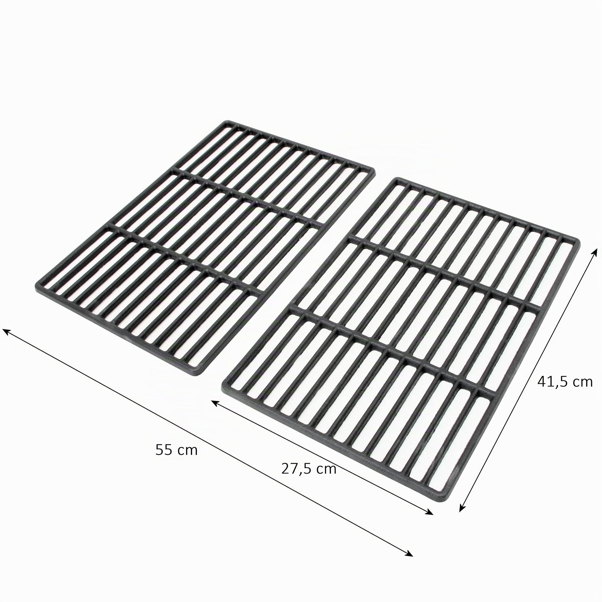 BBQ-Toro Griglia in ghisa (2 pezzi) | smaltata | 27,5 x 41,5 cm ciascuna | Griglia in ghisa per barbecue a gas, barbecue a carbonella | Adatta per Tepro Toronto, Aktiva Angular, El Fuego Montreal