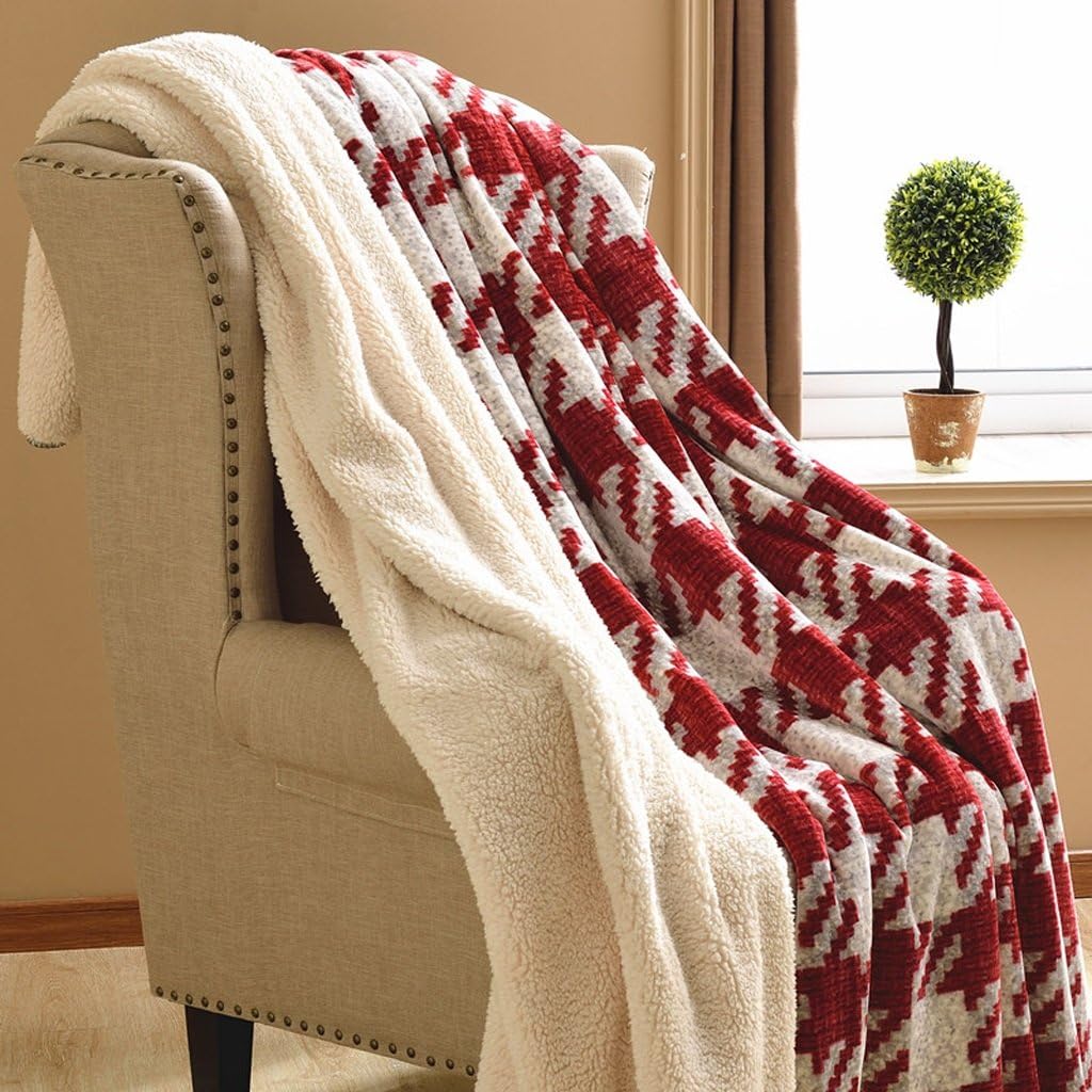 Amazon｜Wddwarmhome 冬暖かいブランケットレッドブランケットベッドルームベッドブランケットストライプパターンオフィスナップブランケットリビングルームソファブランケットとソフトで