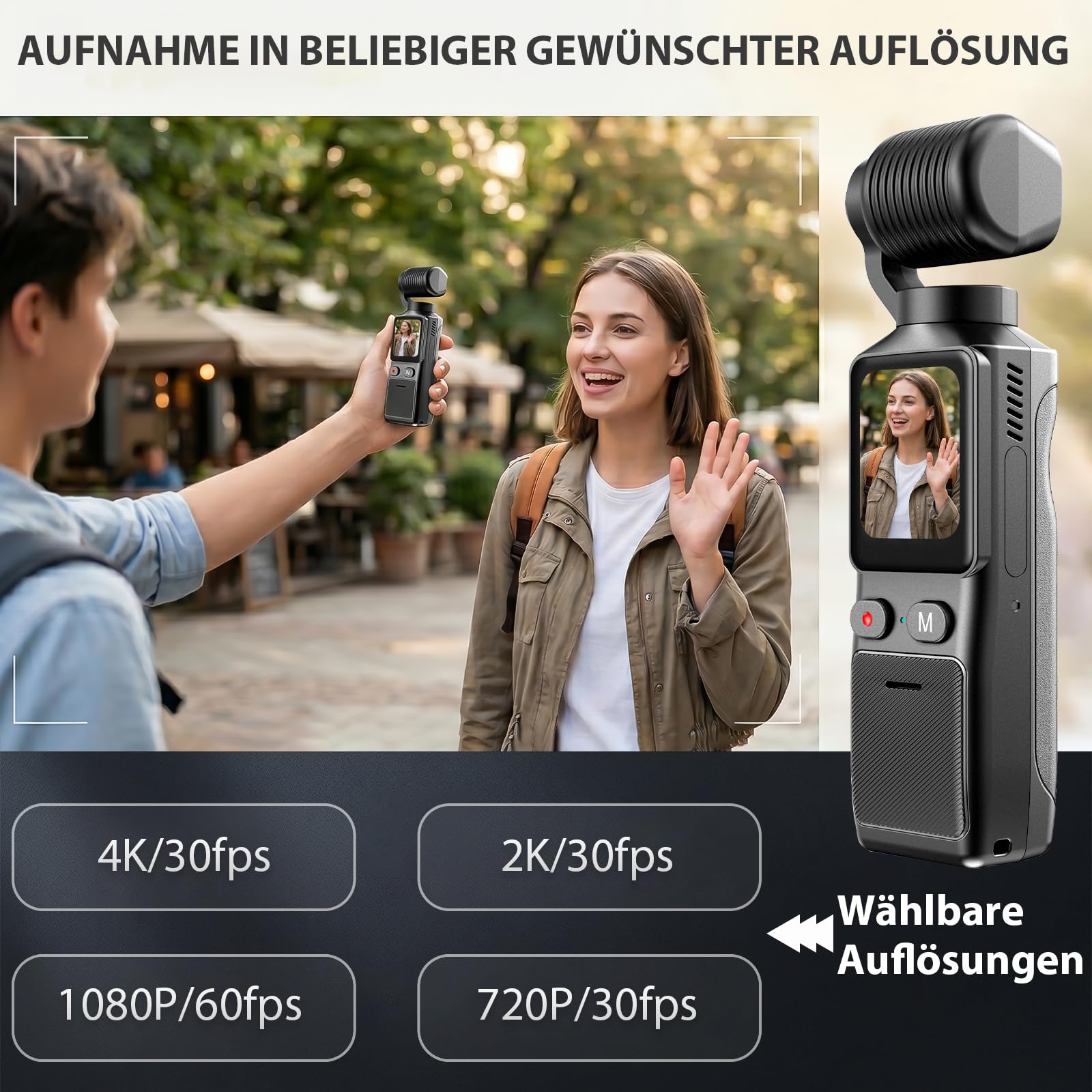 4K Körperkamera POV Vlogging Kamera Taschen Bodycam 180° drehbarem Objektiv, 1,69" Touchscreen, EIS Stabilisierung, Body Camera für Sport Vlogging Radfahren Camping