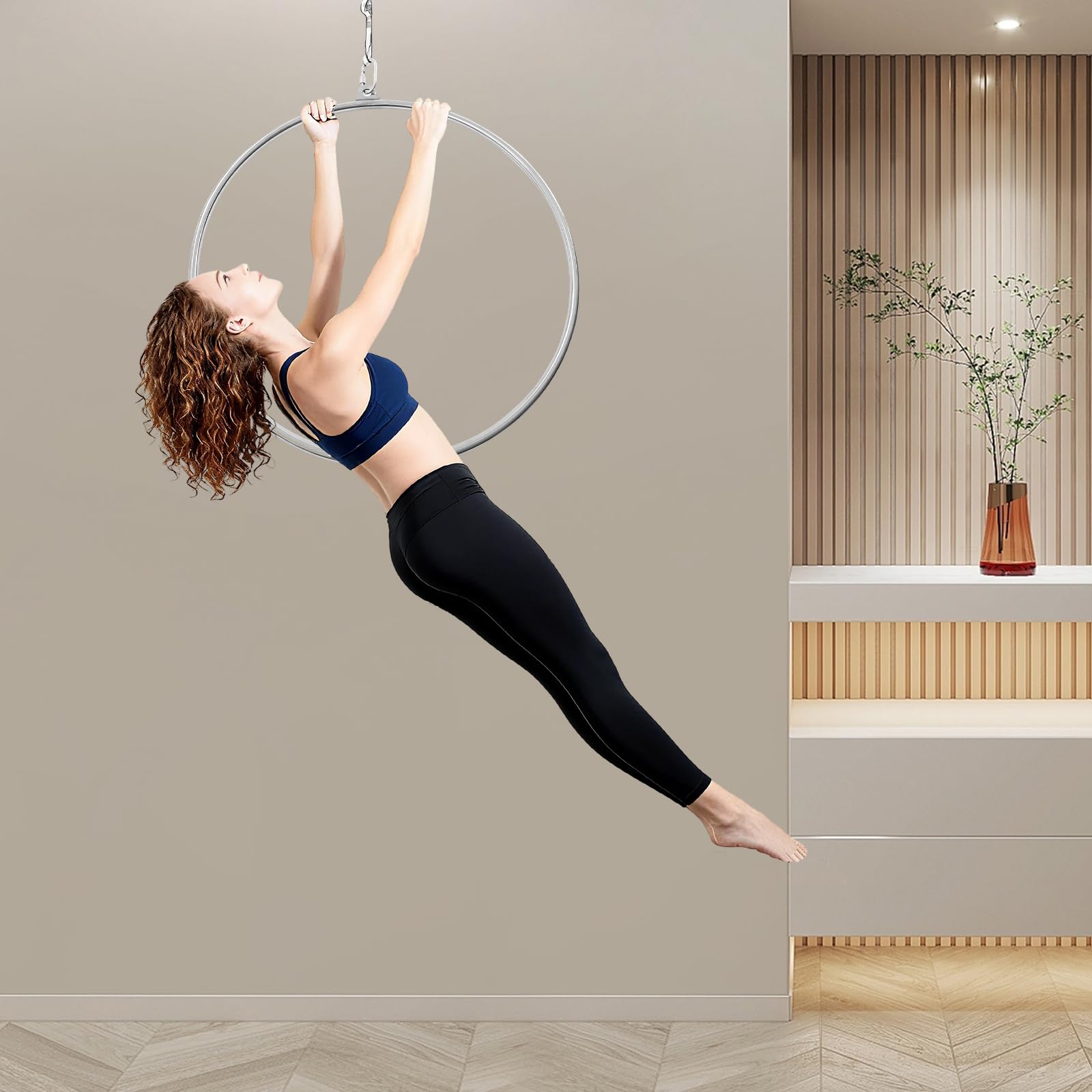 Aro aéreo profesional de acero inoxidable con un solo punto, 85 cm, para acrobacias aéreas y aeróbicos de hasta 115 kg