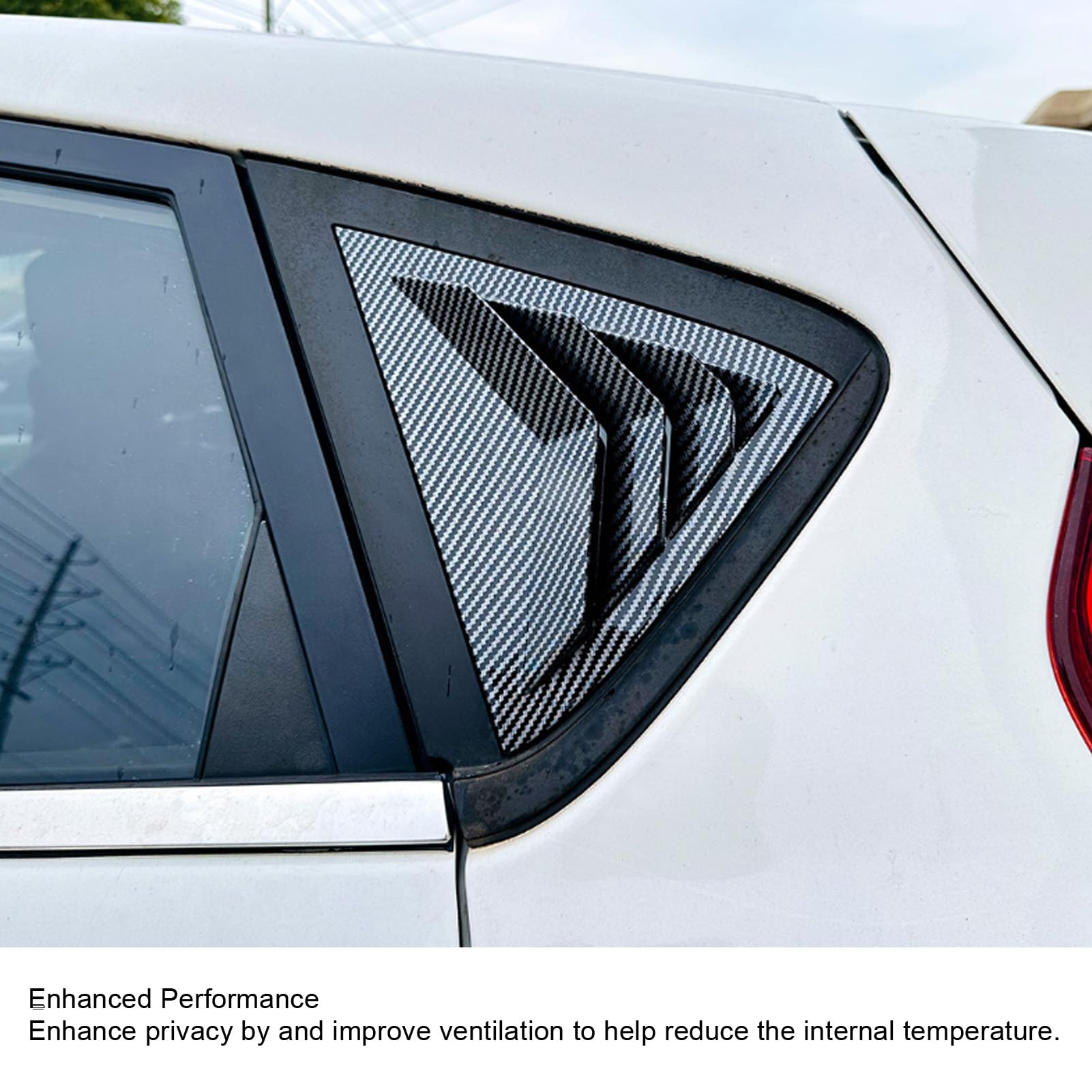 Rear Side Window Louver Privacy Reduce Temperature Air Vent Shade Cover for Fiesta MK7 7.5 2008-2017 (Carbon Fiber Style)