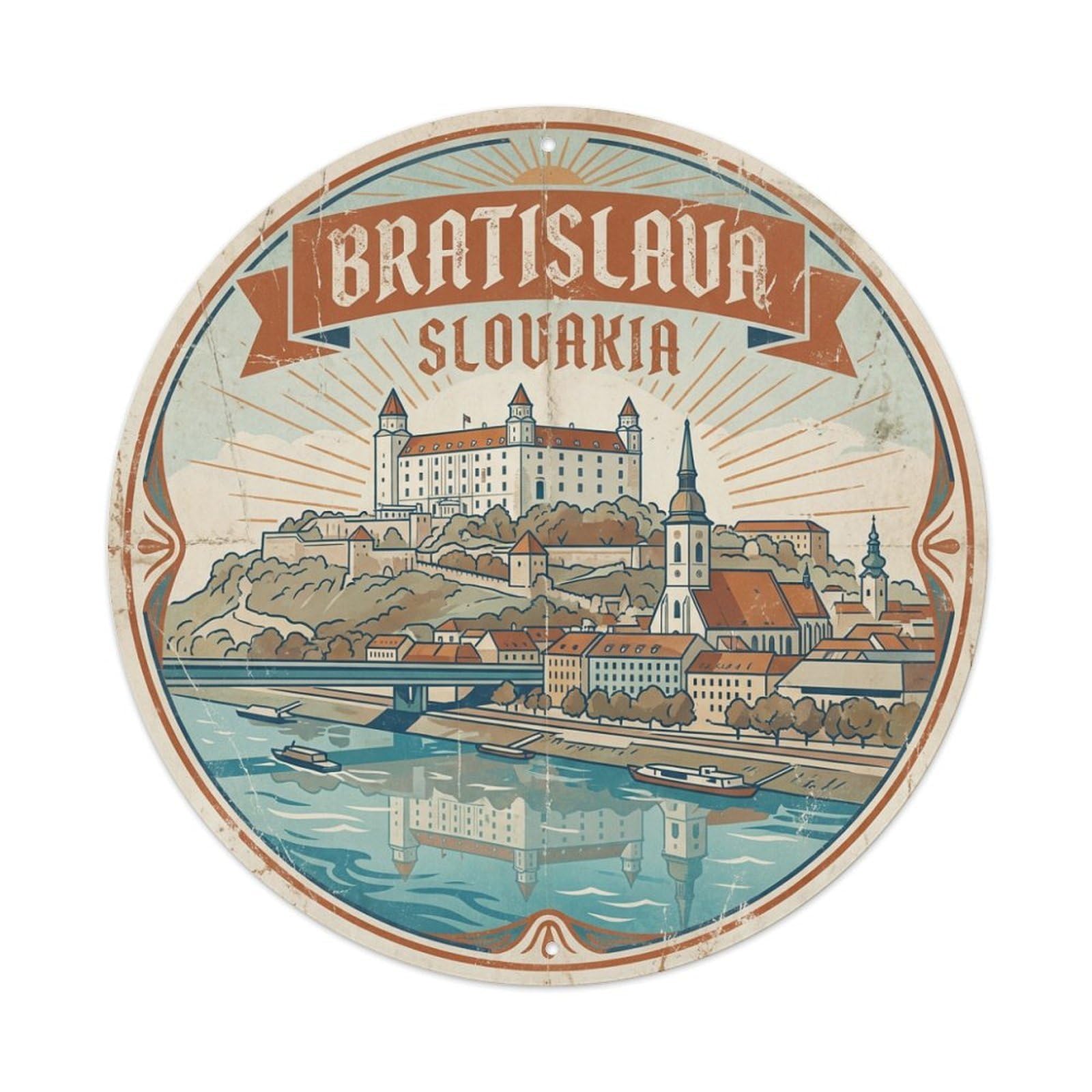 Vintage Travel Slovakia Bratislava Metal Tin Sign
