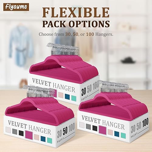 Miniatura 7 de Perchas de terciopelo de alta calidad, paquete de 50 perchas Pitaya resistentes para abrigos, pantalones y ropa de vestir, juego de perchas