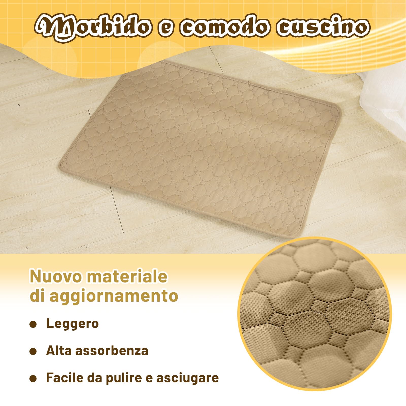 E-THOL Set di 2 tappetini da allenamento per cani e gatti, extra forti, assorbenti, impermeabili e antiscivolo, lavabili e riutilizzabili, per cuccioli e animali domestici (marrone, 150 x 90 cm)