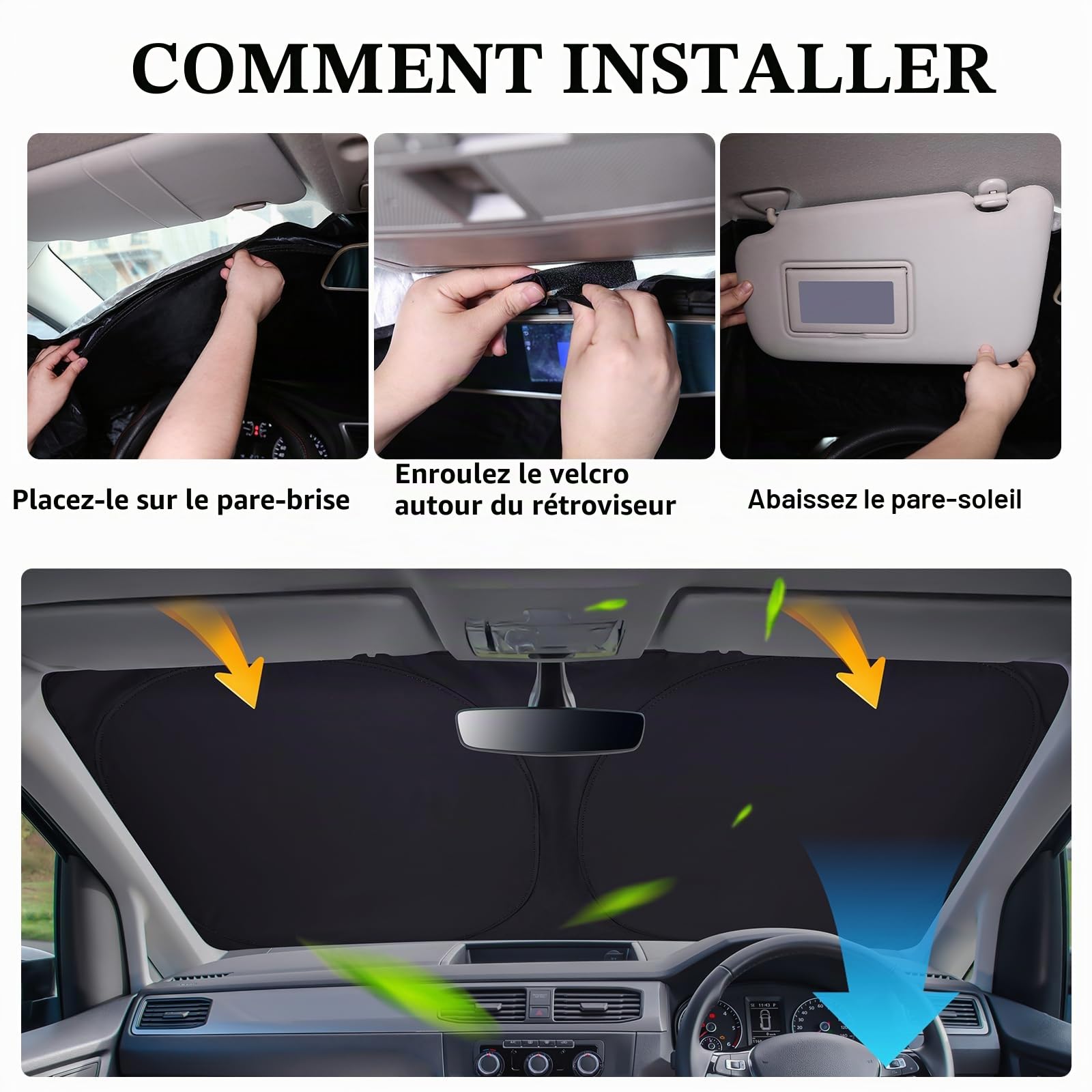 ZATOOTO Pare Soleil Voiture Pare Brise Avant sur Mesure pour VW Polo 2018-2024, Pare Soleil Pare Brise Pliable, Epais et Réfléchissant en Bloque Les Rayons UV et Garde la Voiture Plus Fraîche