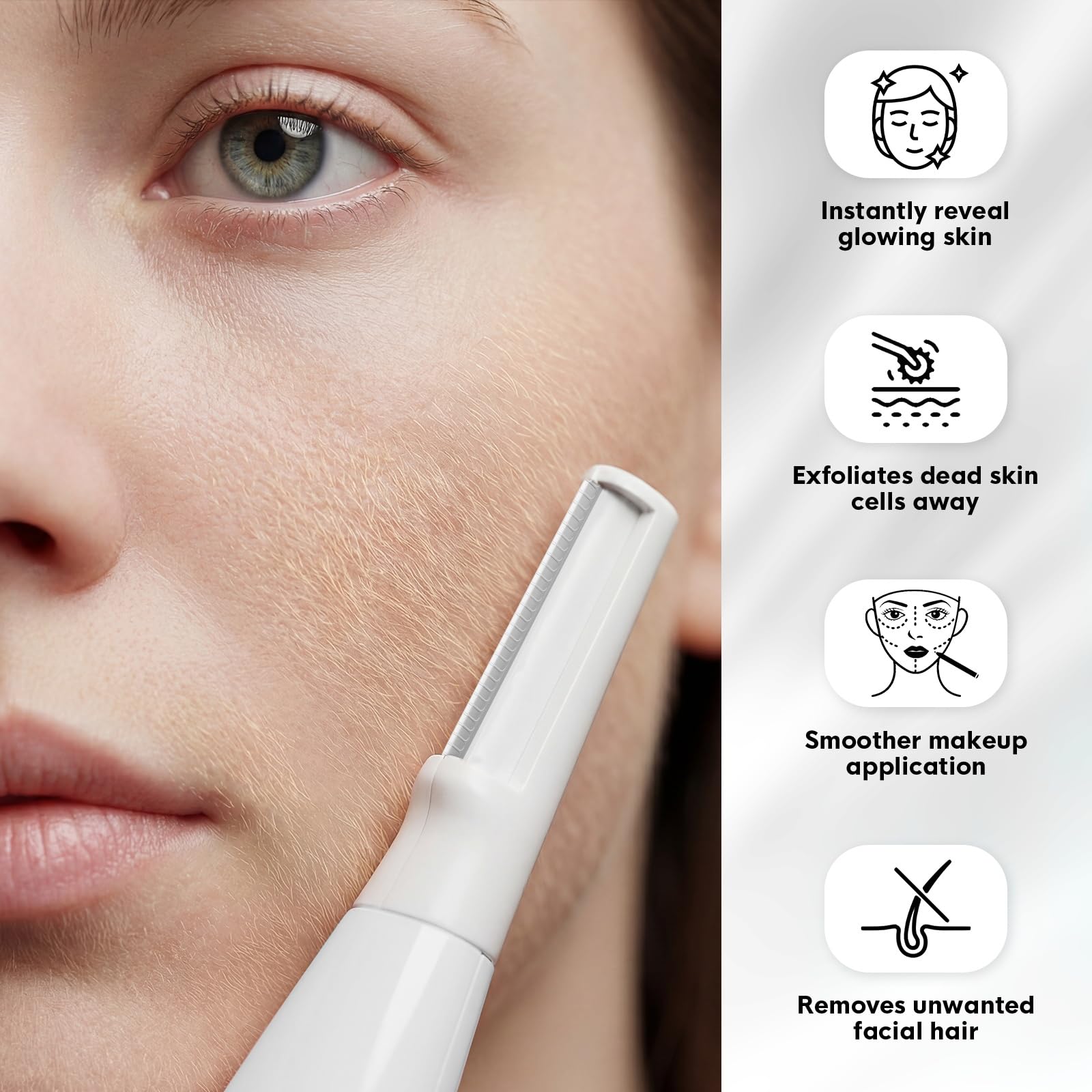 Sonic Dermaplane - Maquinilla de afeitar para mujer, exfoliación facial y sistema de eliminación de vello de melocotón, antienvejecimiento, 3 velocidades, 8 cuchillas de dermaplaning
